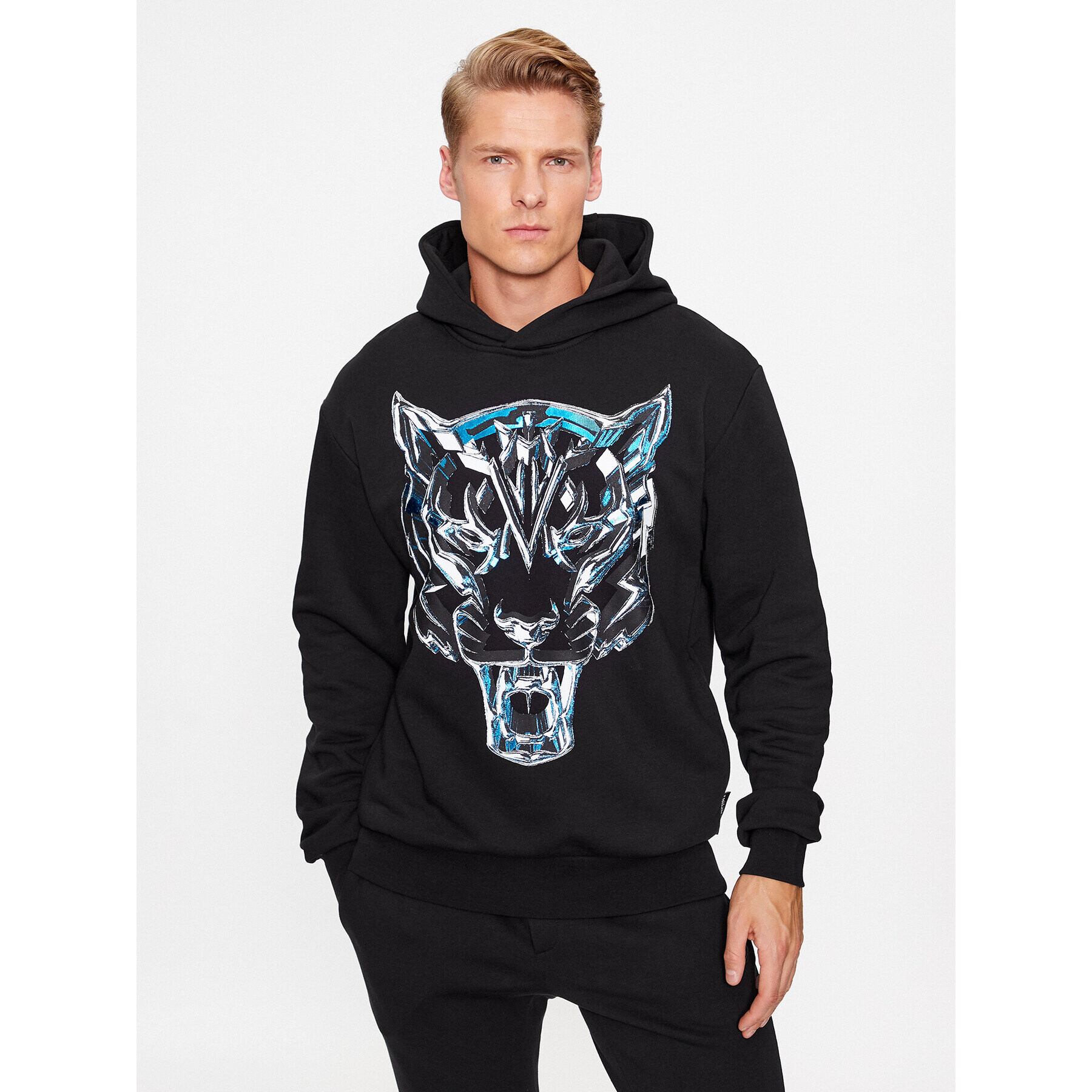 Plein Sport Суитшърт Hoodie Sweatshirt Chrome Tiger AACC MJB3163 SJO001N Черен Regular Fit - Pepit.bg