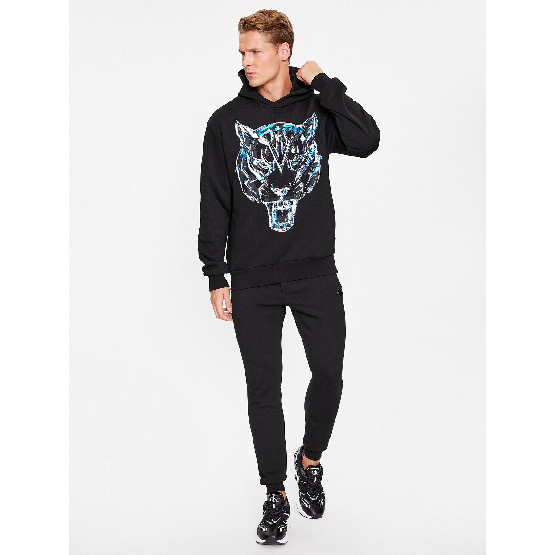 Plein Sport Суитшърт Hoodie Sweatshirt Chrome Tiger AACC MJB3163 SJO001N Черен Regular Fit - Pepit.bg