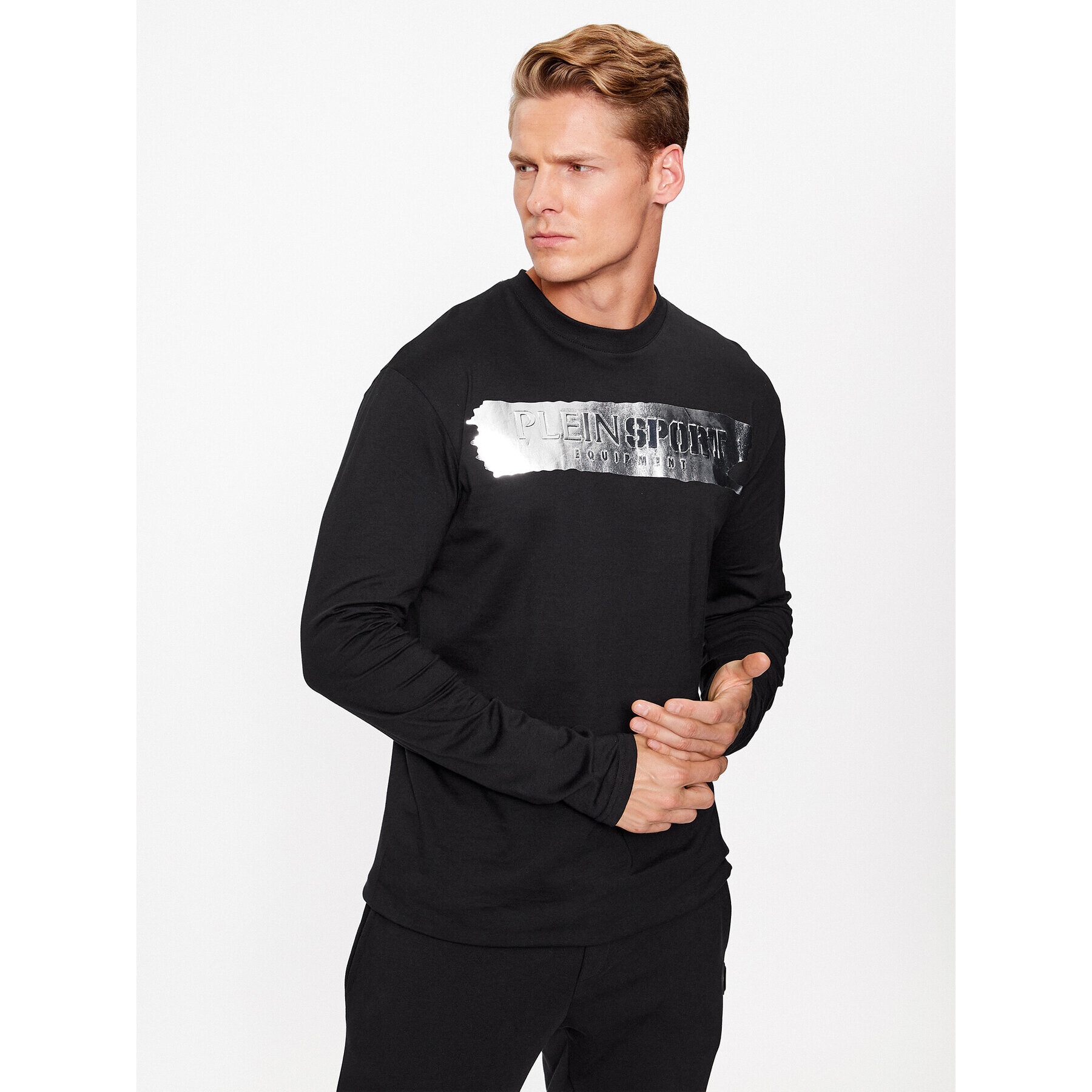 Plein Sport Тениска с дълъг ръкав Sweatshirt Ls Silver Brush AACC MTK6671 STE003N Черен Regular Fit - Pepit.bg