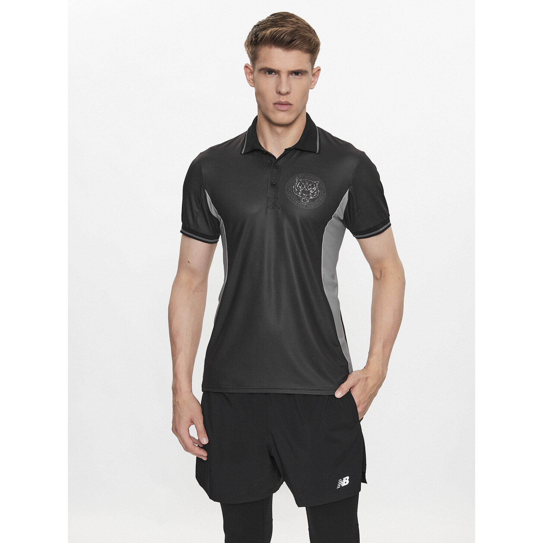 Plein Sport Тениска с яка и копчета PACC MTK6338 STE003N Черен Regular Fit - Pepit.bg