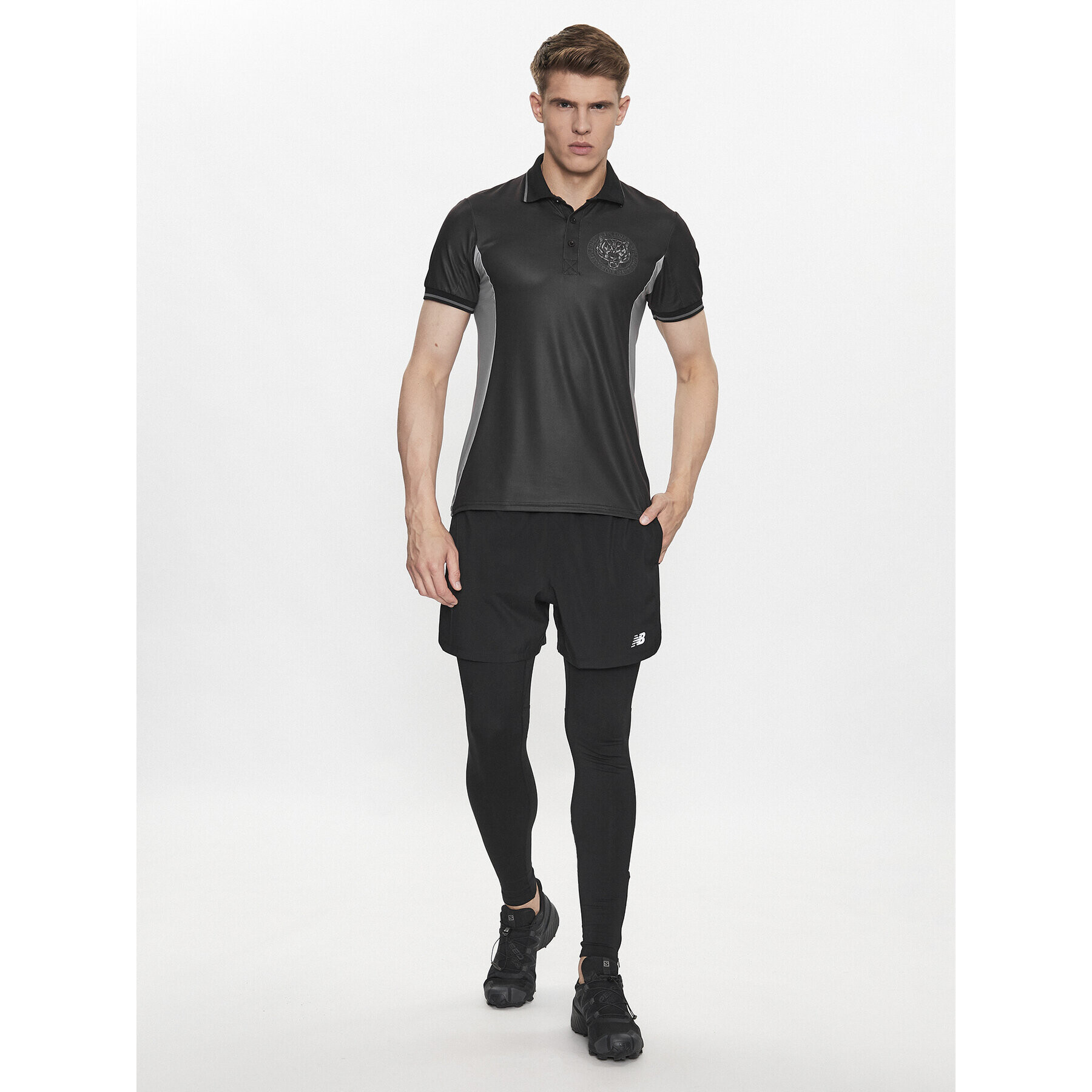 Plein Sport Тениска с яка и копчета PACC MTK6338 STE003N Черен Regular Fit - Pepit.bg