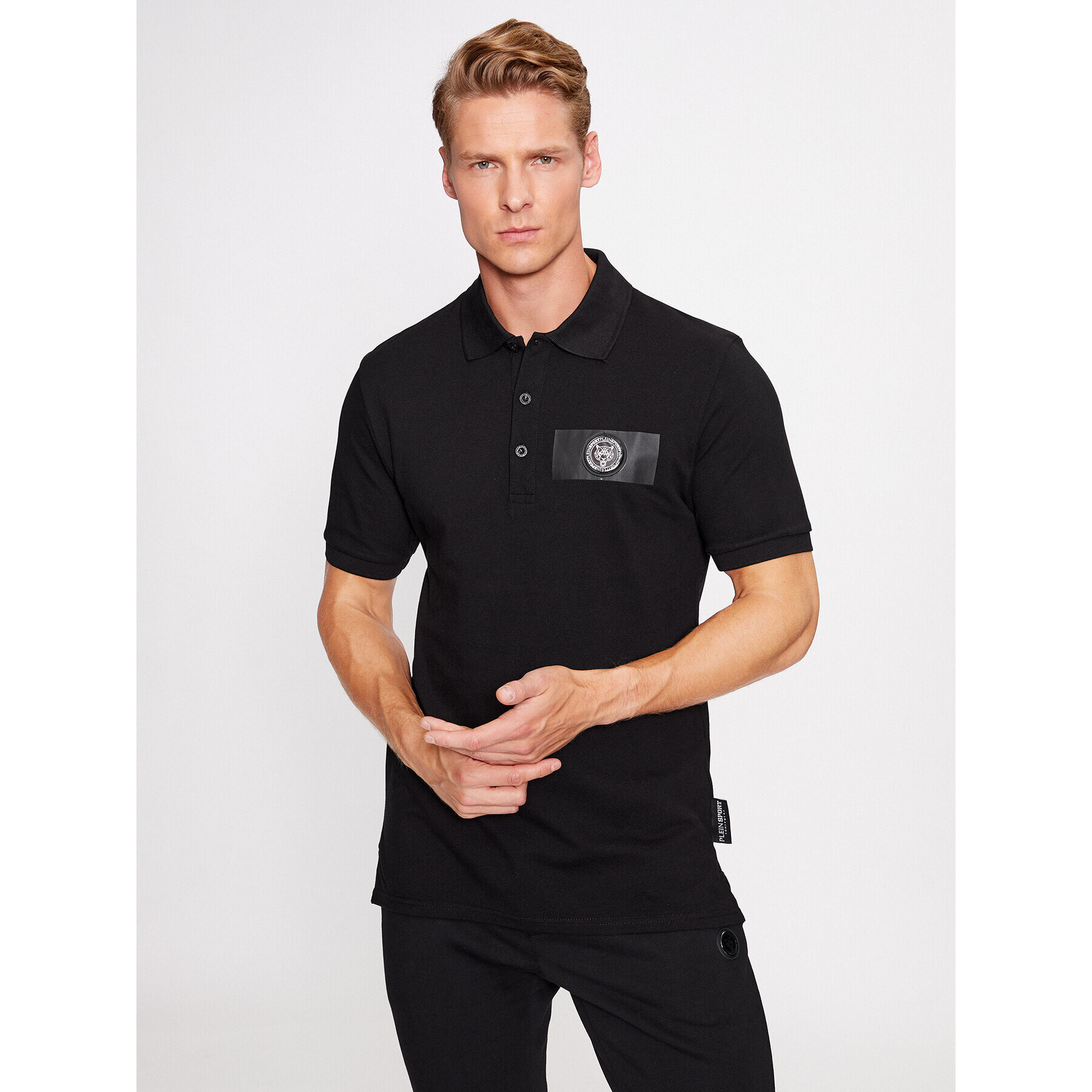 Plein Sport Тениска с яка и копчета Polo Shirt Ss AACC MTK6527 STE003N Черен Regular Fit - Pepit.bg