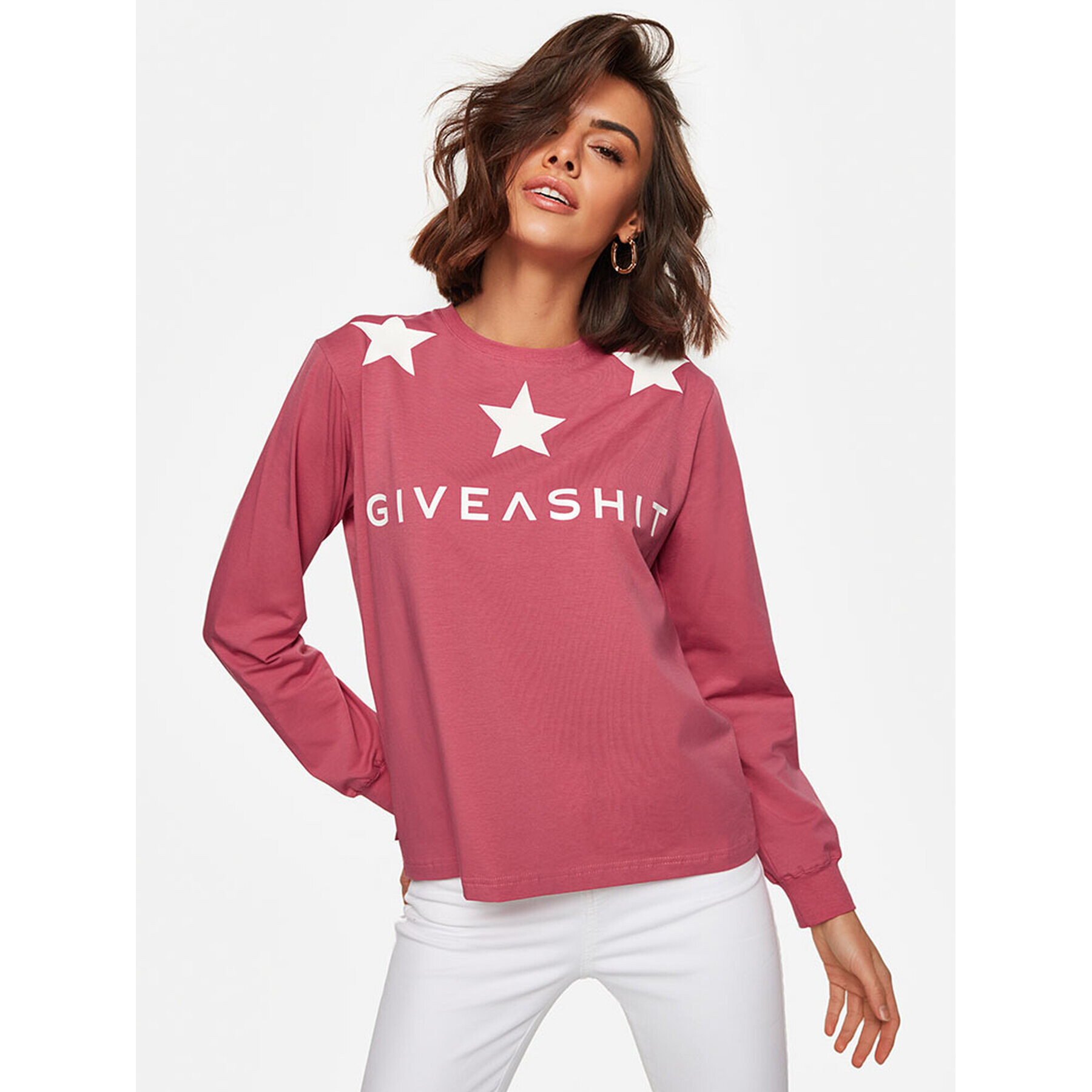 PLNY LALA Блуза Giveashit 25 Розов Boyfriend - Pepit.bg