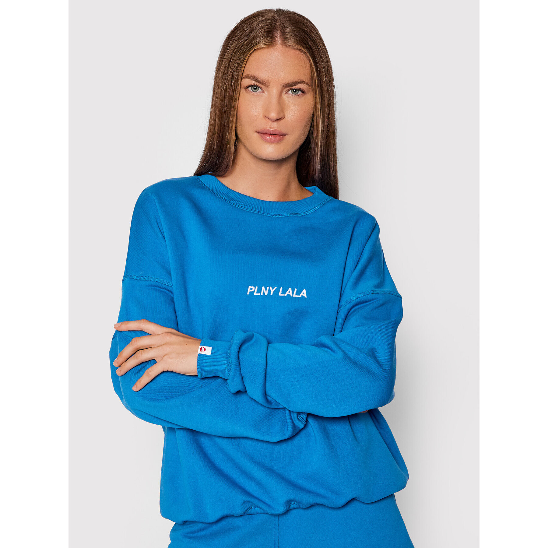 PLNY LALA Суитшърт Flora PL-BL-FO-00022 Син Oversize - Pepit.bg