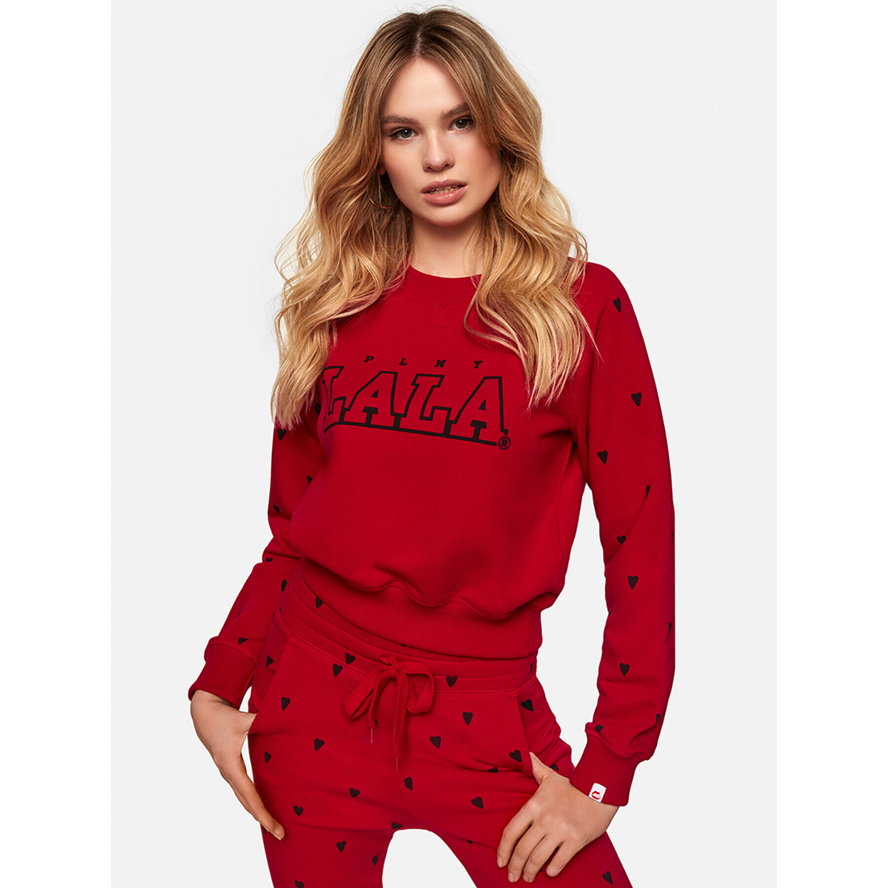 PLNY LALA Суитшърт Hearts 11 Червен Riviera - Pepit.bg