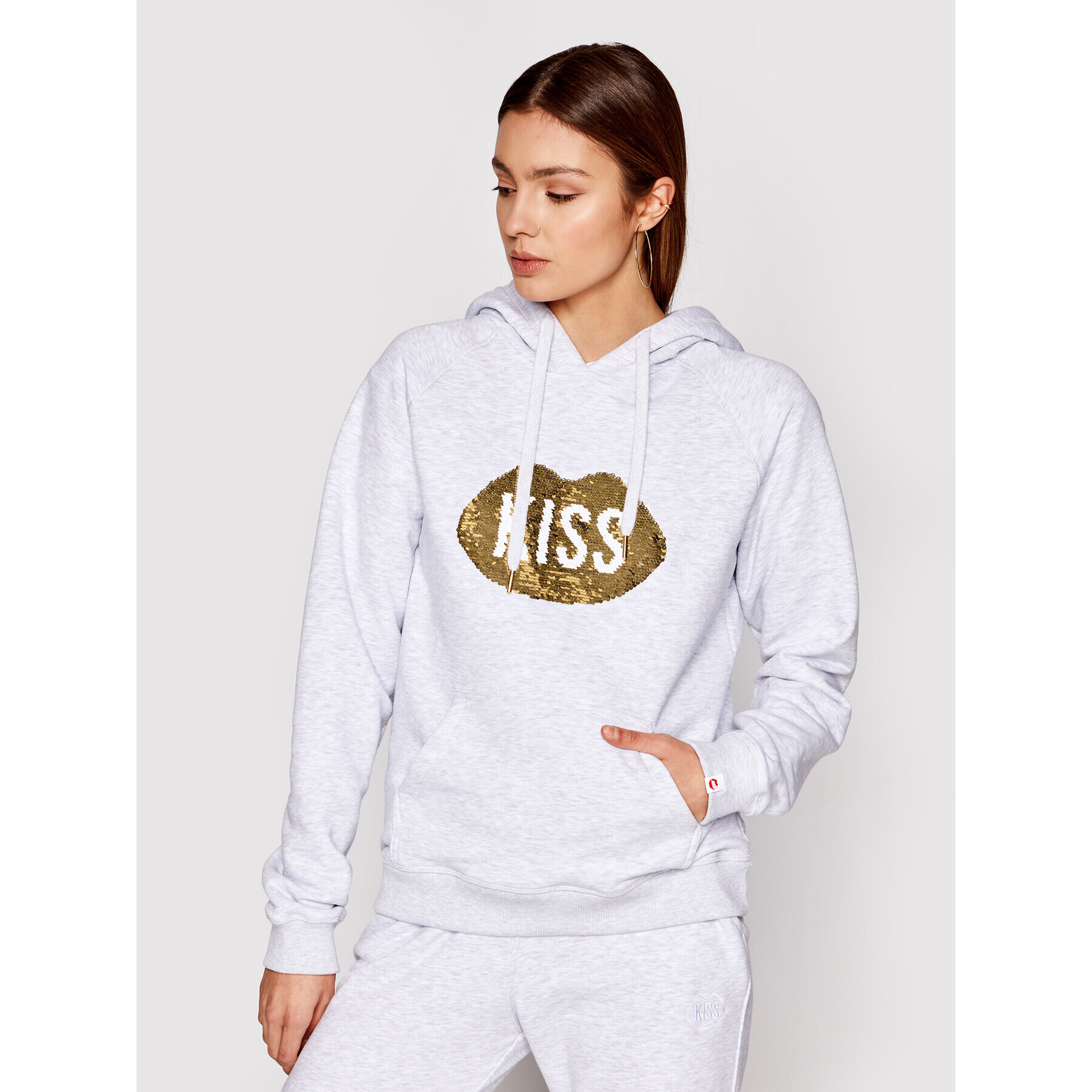 PLNY LALA Суитшърт Kiss PL-BL-HO-00046 Сив Regular Fit - Pepit.bg