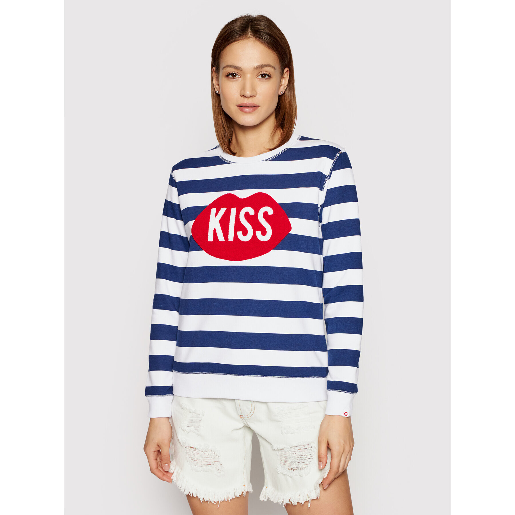 PLNY LALA Суитшърт Kiss PL-BL-RG-00051 Тъмносин Regular Fit - Pepit.bg