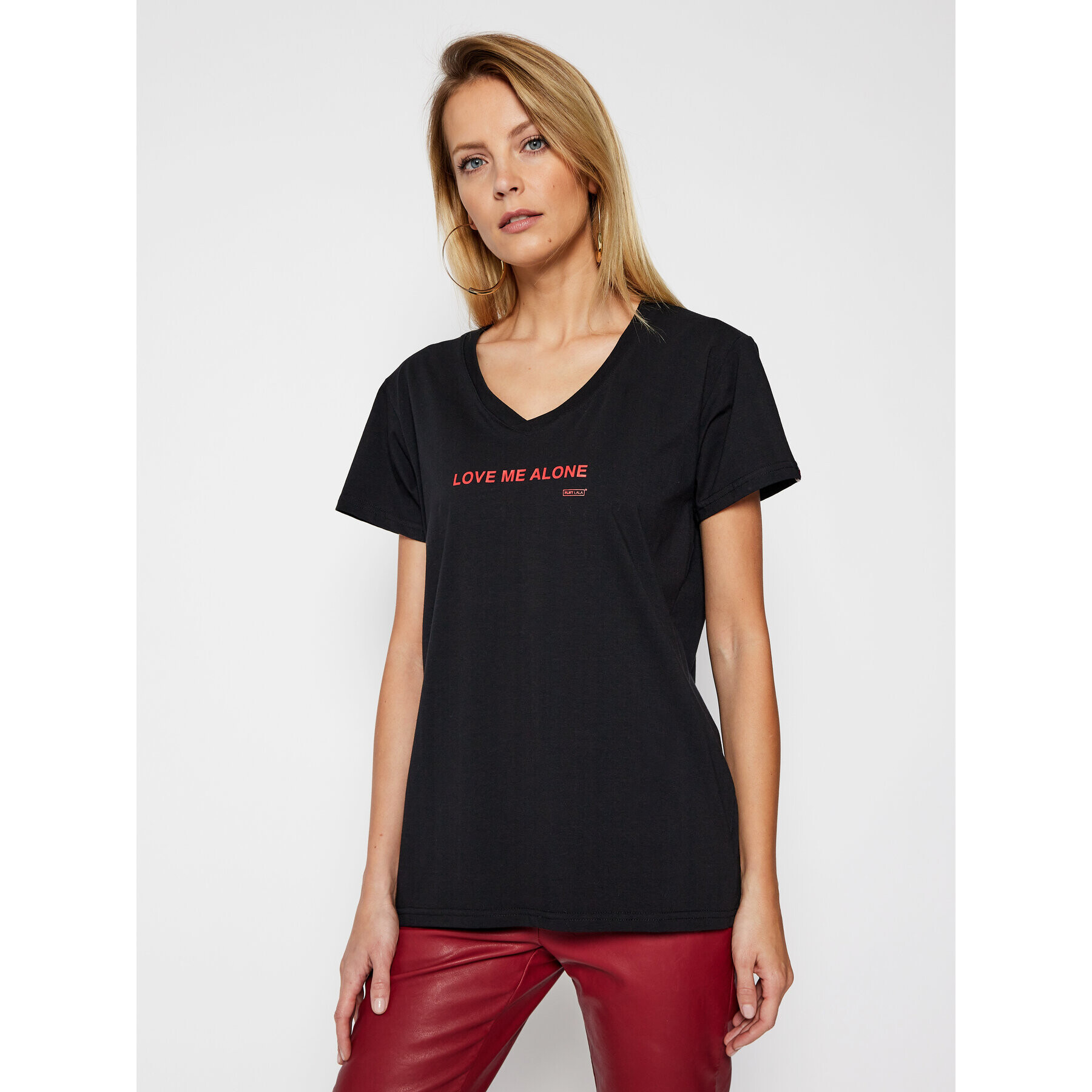 PLNY LALA Тишърт Love Me Alone PL-KO-VN-00106 Черен Regular Fit - Pepit.bg