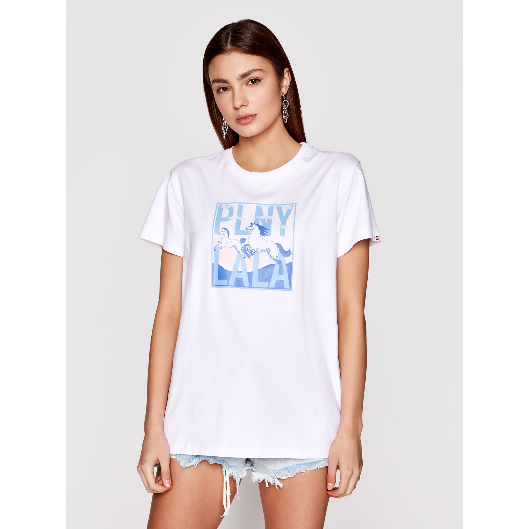 PLNY LALA Тишърт Lucky Lala PL-KO-CL-00180 Бял Classic Fit - Pepit.bg