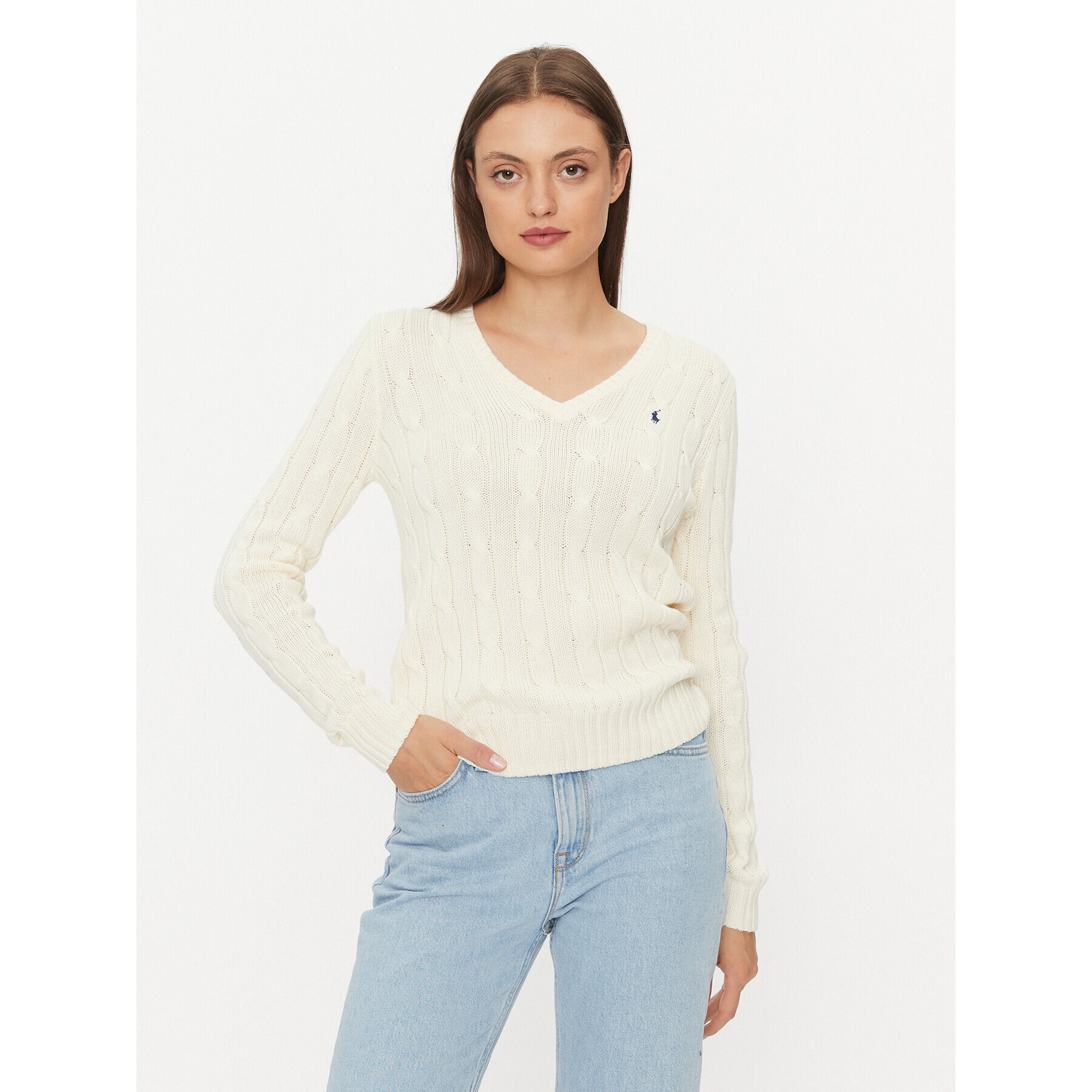 Polo Ralph Lauren Пуловер 211891641009 Екрю Regular Fit - Pepit.bg