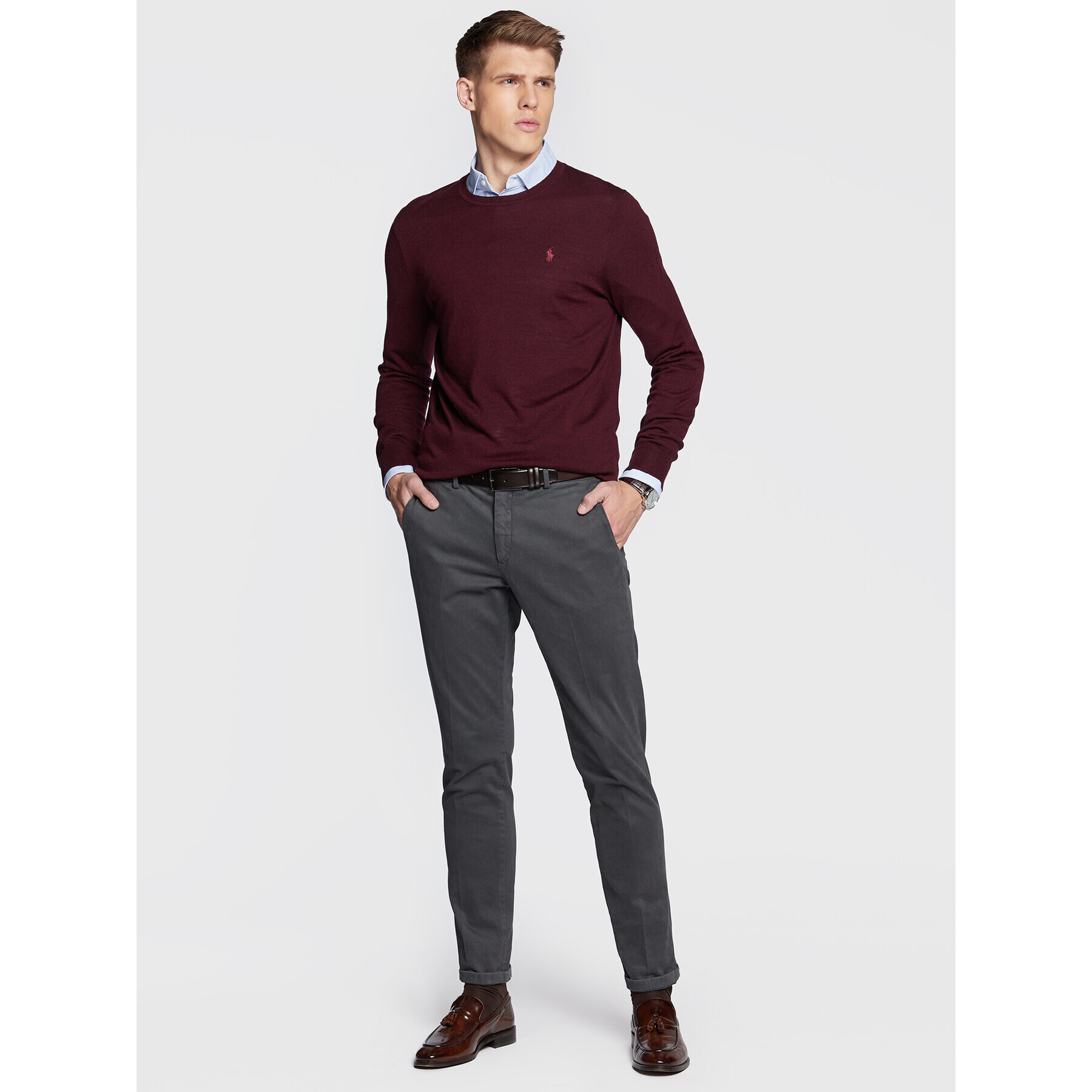 Polo Ralph Lauren Пуловер 710876846005 Бордо Slim Fit - Pepit.bg