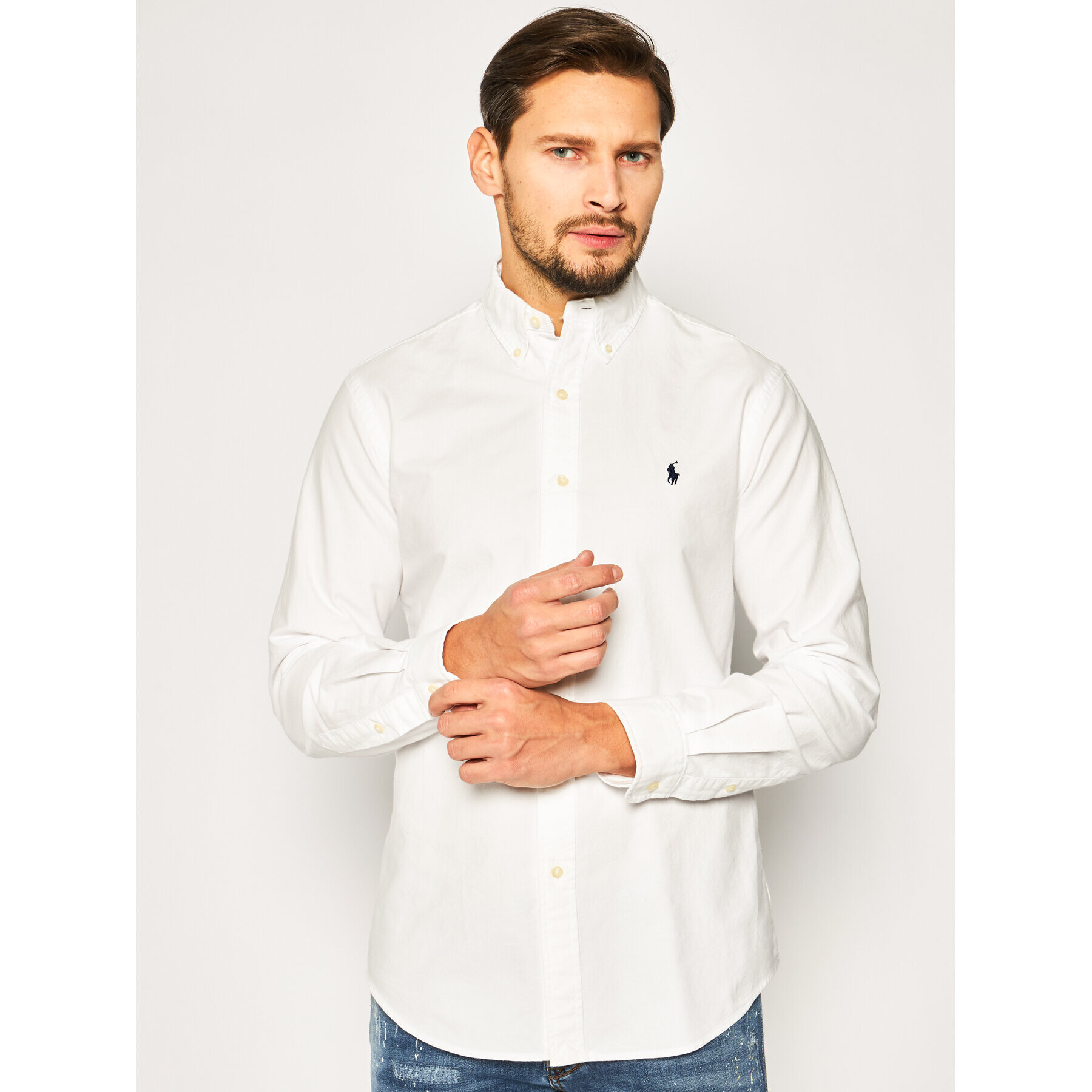 Polo Ralph Lauren Риза Bsr 710772290 Бял Custom Fit - Pepit.bg