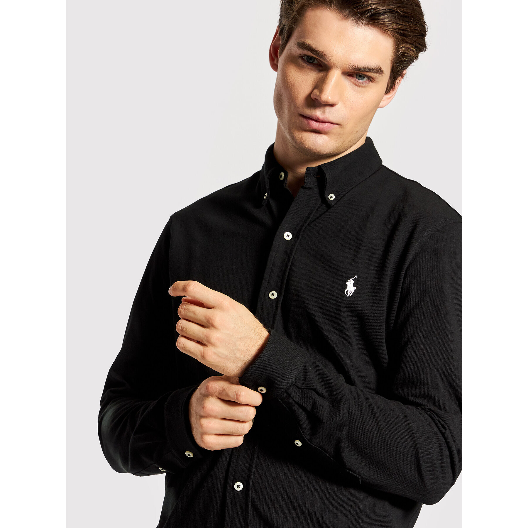 Polo Ralph Lauren Риза Pique 710654408 Черен Regular Fit - Pepit.bg