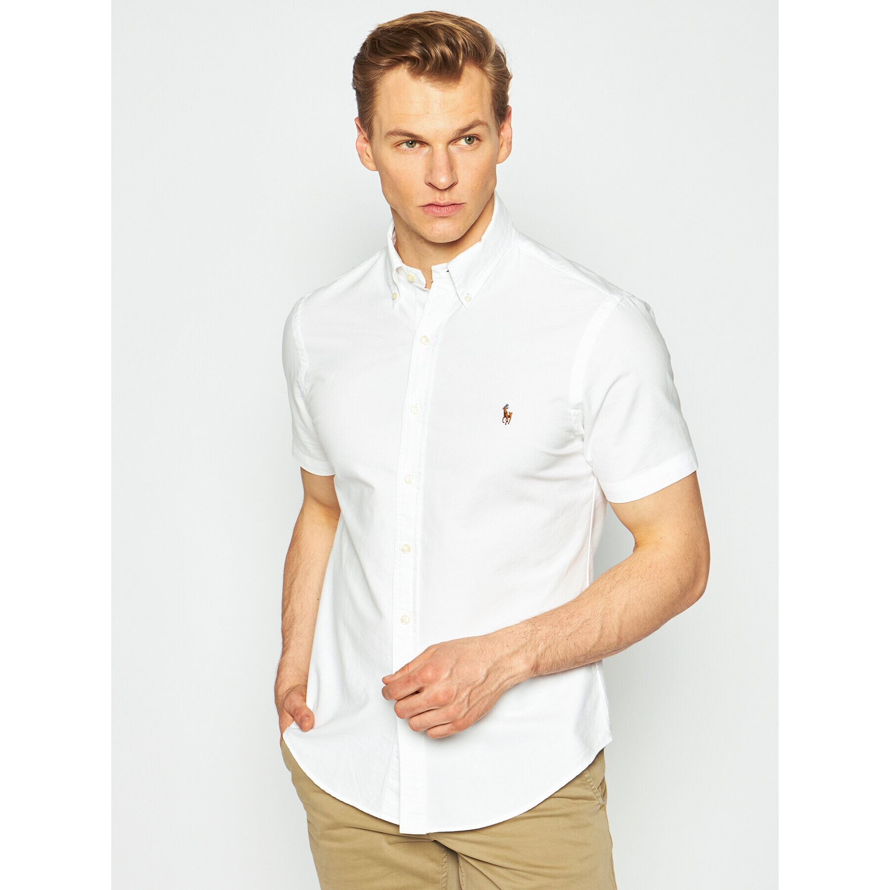 Polo Ralph Lauren Риза Poplin 710787736 Бял Slim Fit - Pepit.bg