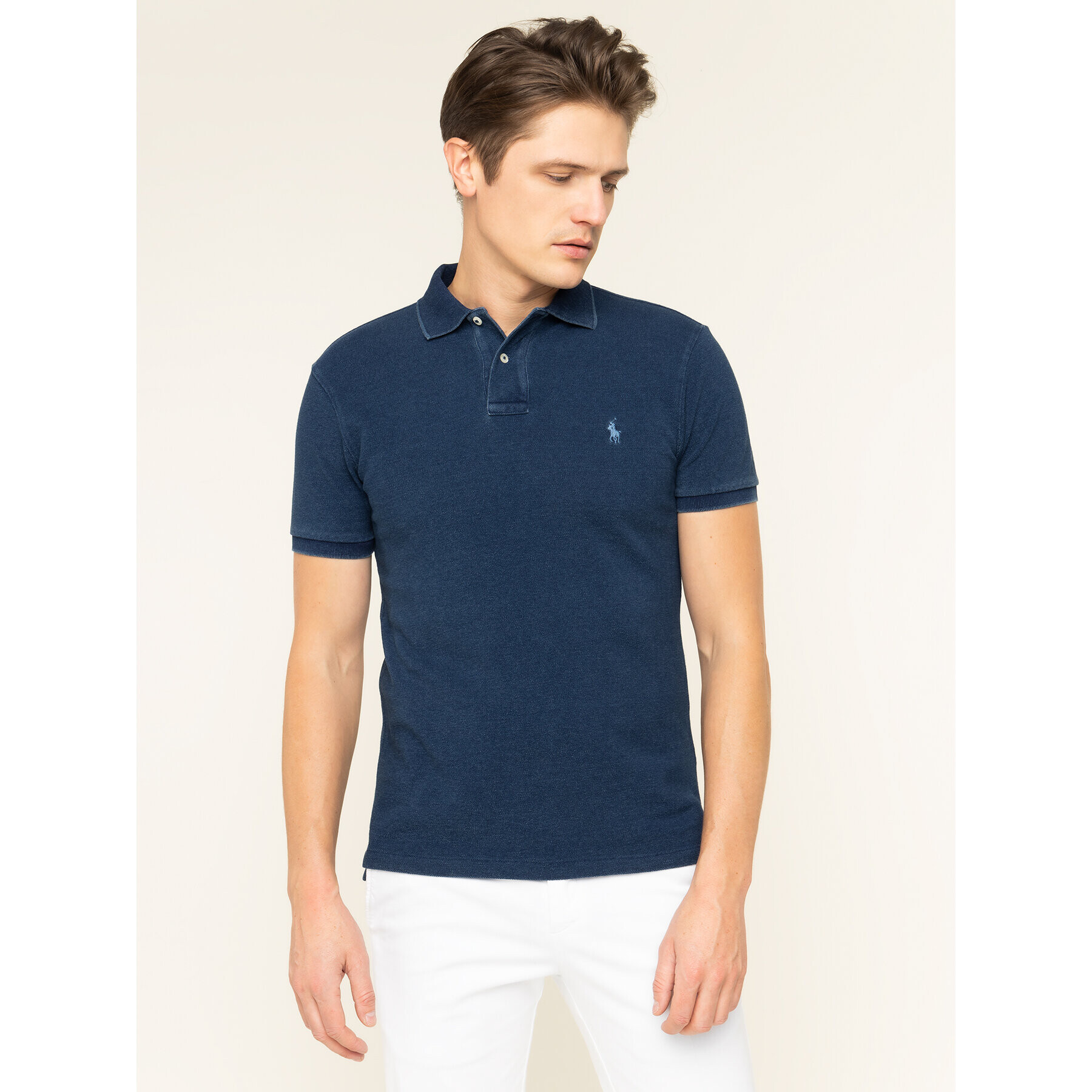 Polo Ralph Lauren Тениска с яка и копчета 710536856202 Тъмносин Slim Fit - Pepit.bg