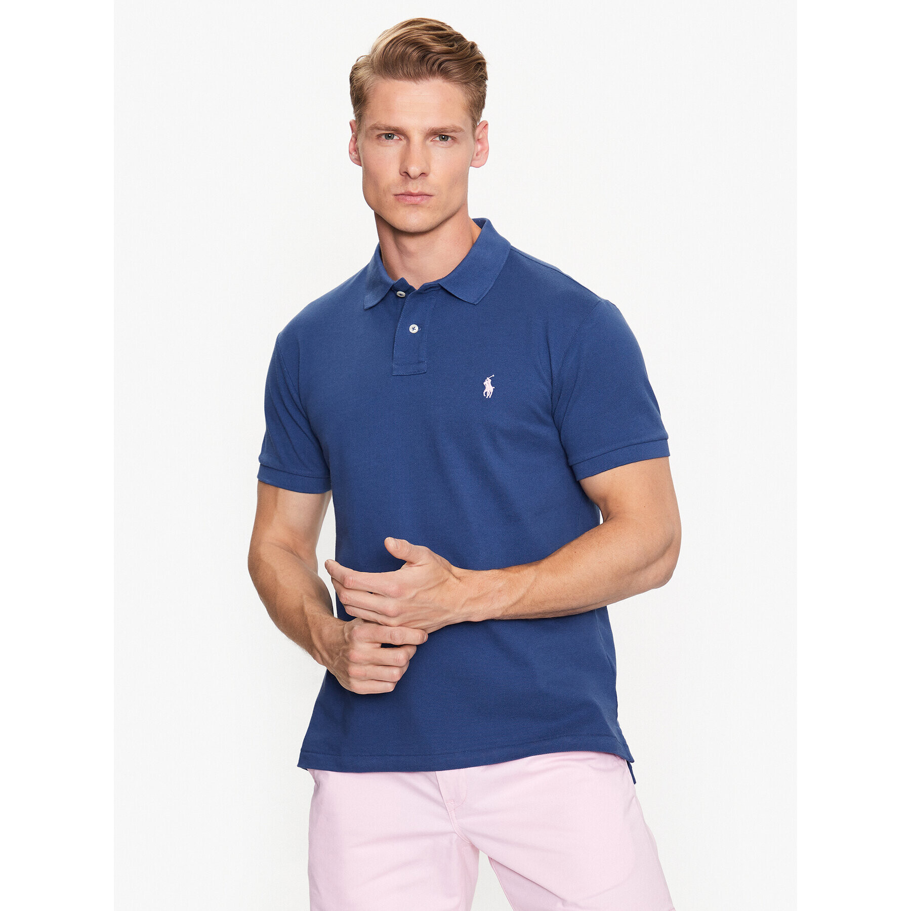 Polo Ralph Lauren Тениска с яка и копчета 710536856368 Тъмносин Slim Fit - Pepit.bg