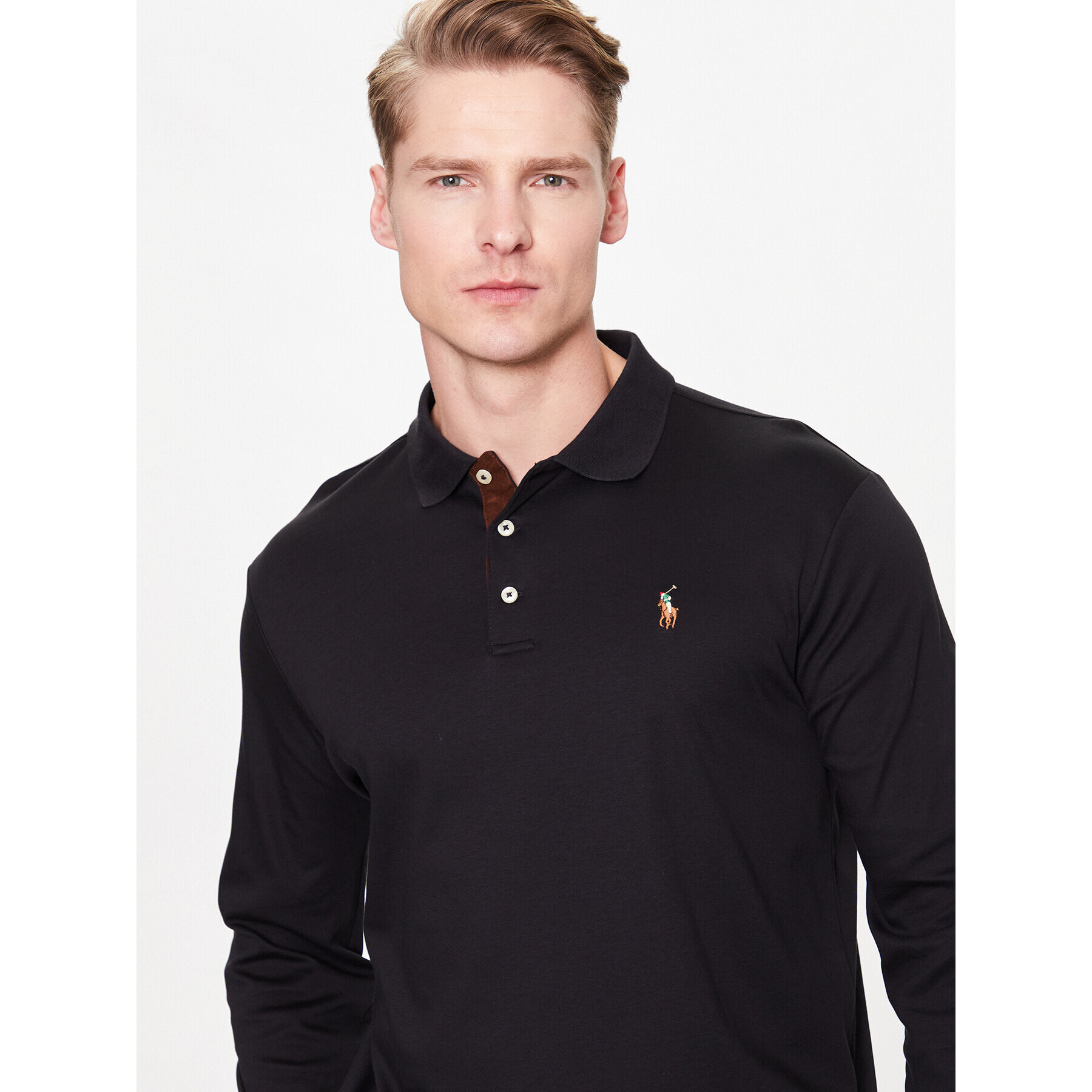 Polo Ralph Lauren Тениска с яка и копчета 710671785002 Черен Slim Fit - Pepit.bg