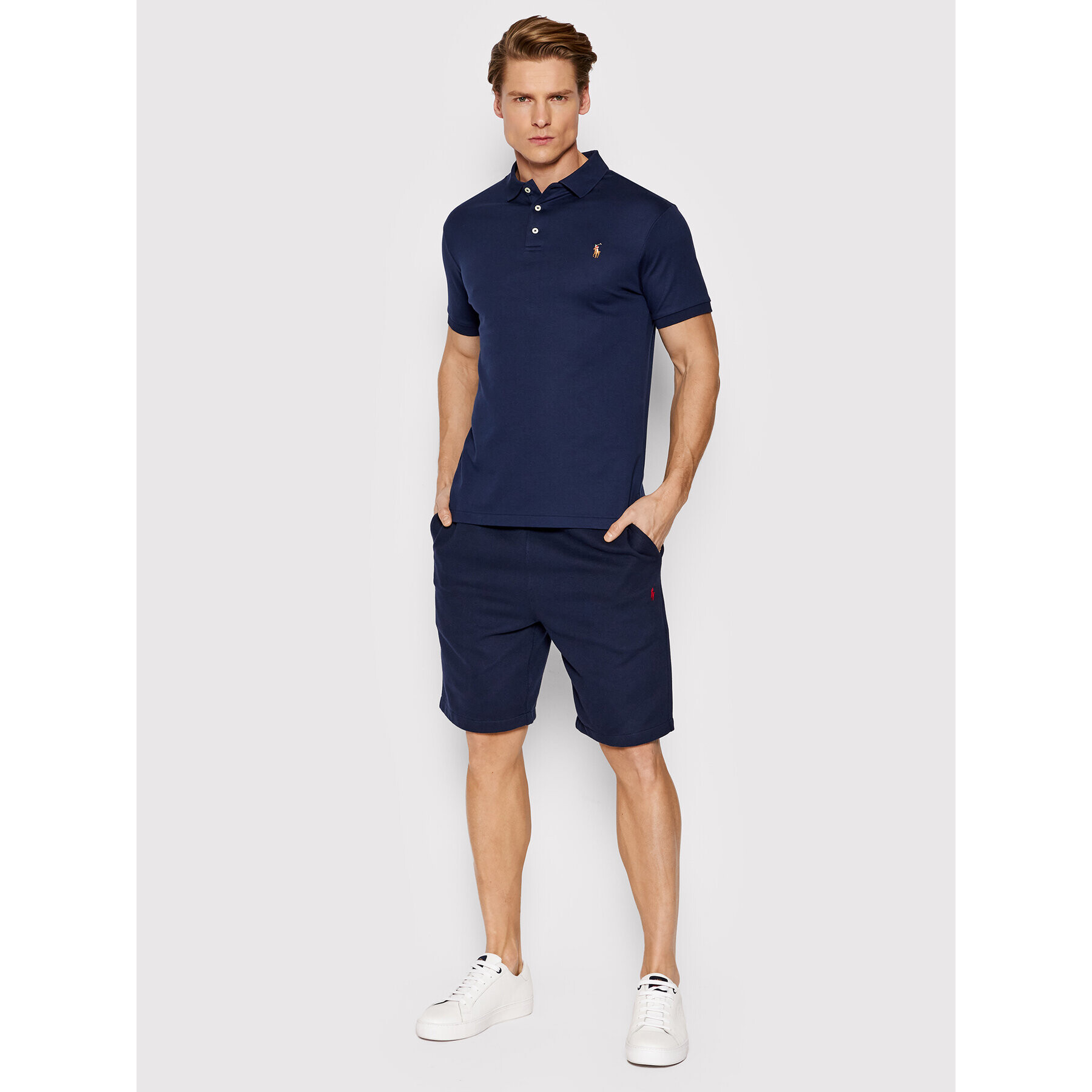 Polo Ralph Lauren Тениска с яка и копчета 710685514003 Тъмносин Slim Fit - Pepit.bg