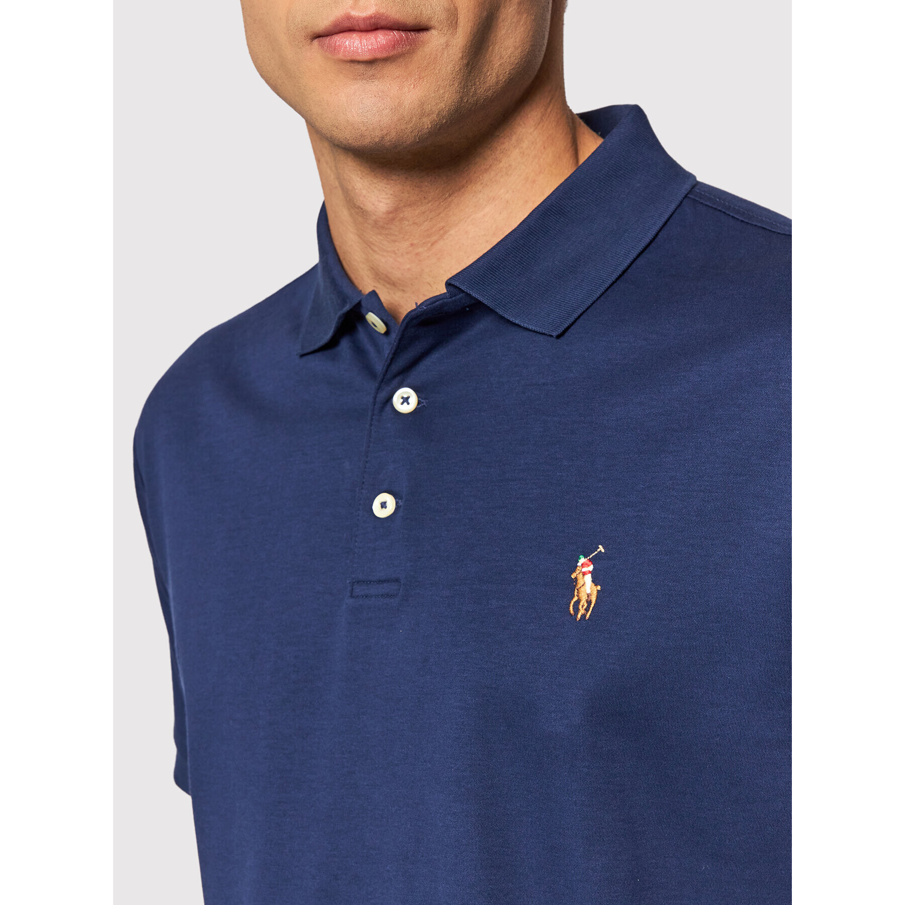 Polo Ralph Lauren Тениска с яка и копчета 710713130006 Тъмносин Custom Slim Fit - Pepit.bg