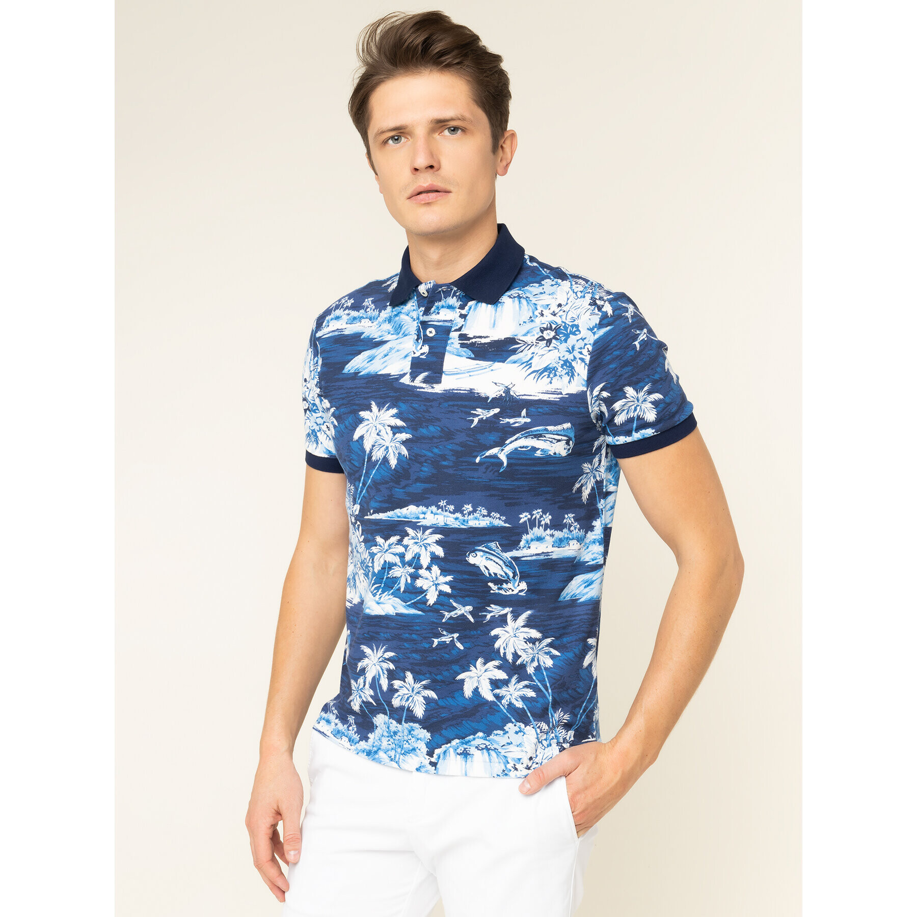 Polo Ralph Lauren Тениска с яка и копчета 710765280003 Син Slim Fit - Pepit.bg