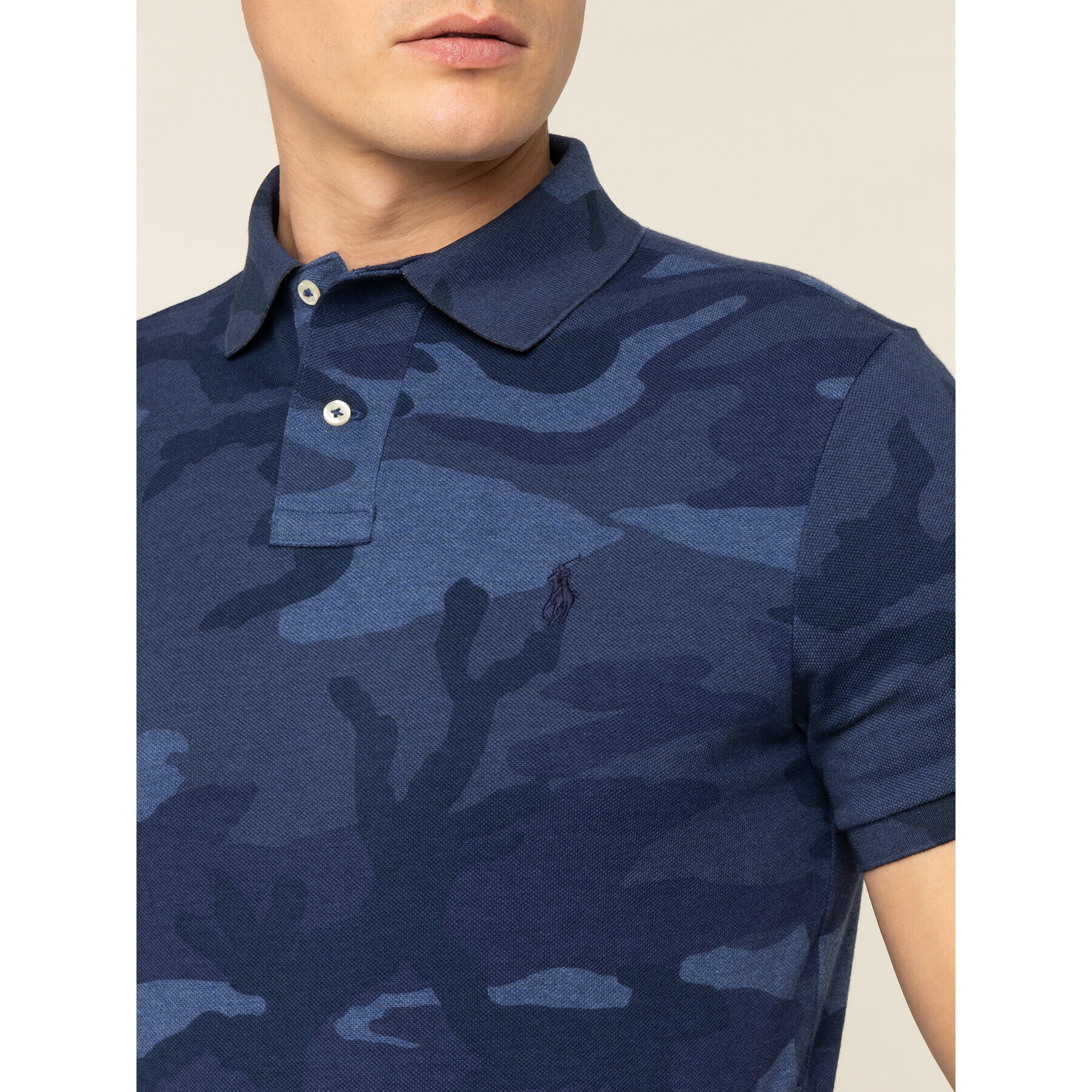 Polo Ralph Lauren Тениска с яка и копчета 710765290 Тъмносин Custom Slim Fit - Pepit.bg