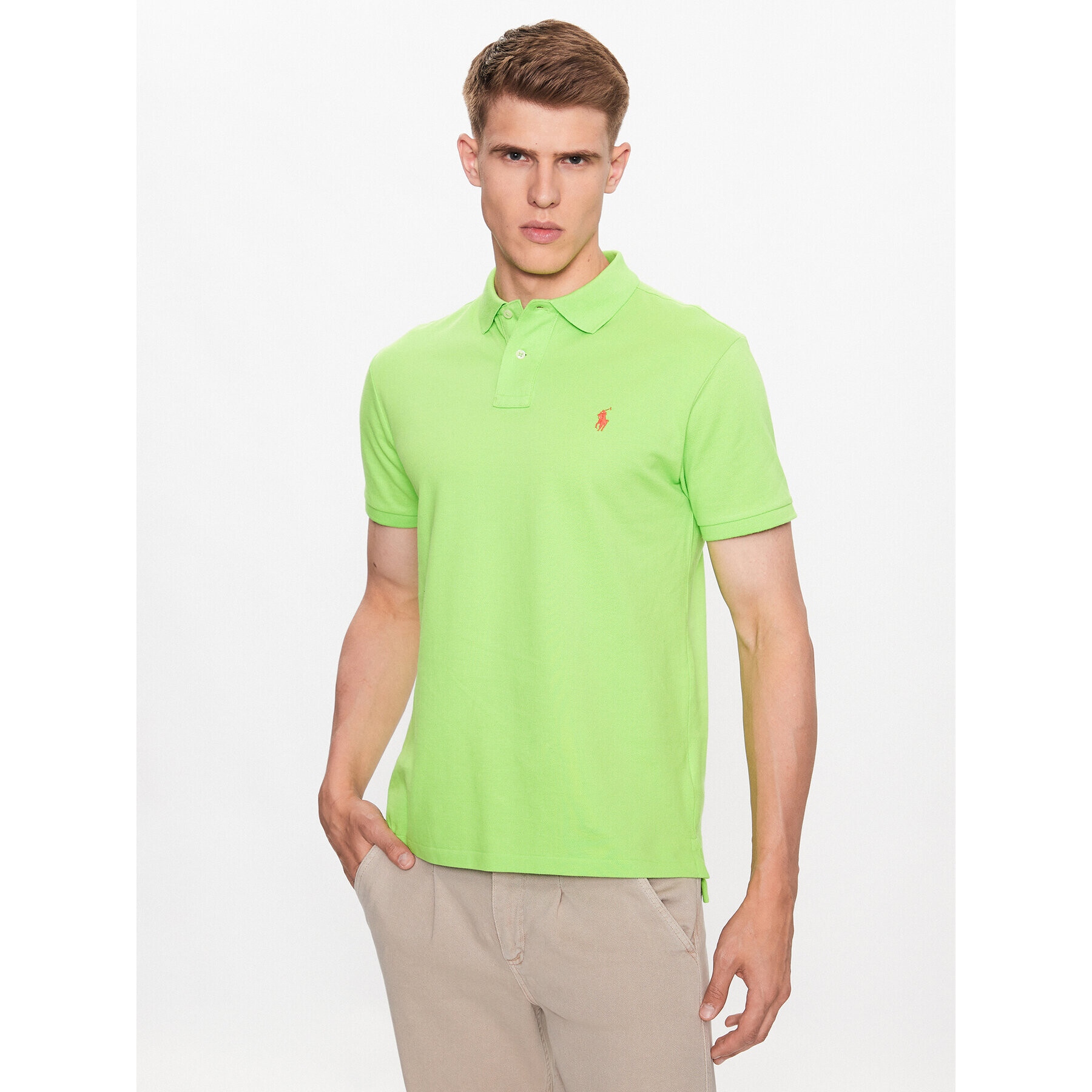 Polo Ralph Lauren Тениска с яка и копчета 710795080021 Зелен Slim Fit - Pepit.bg