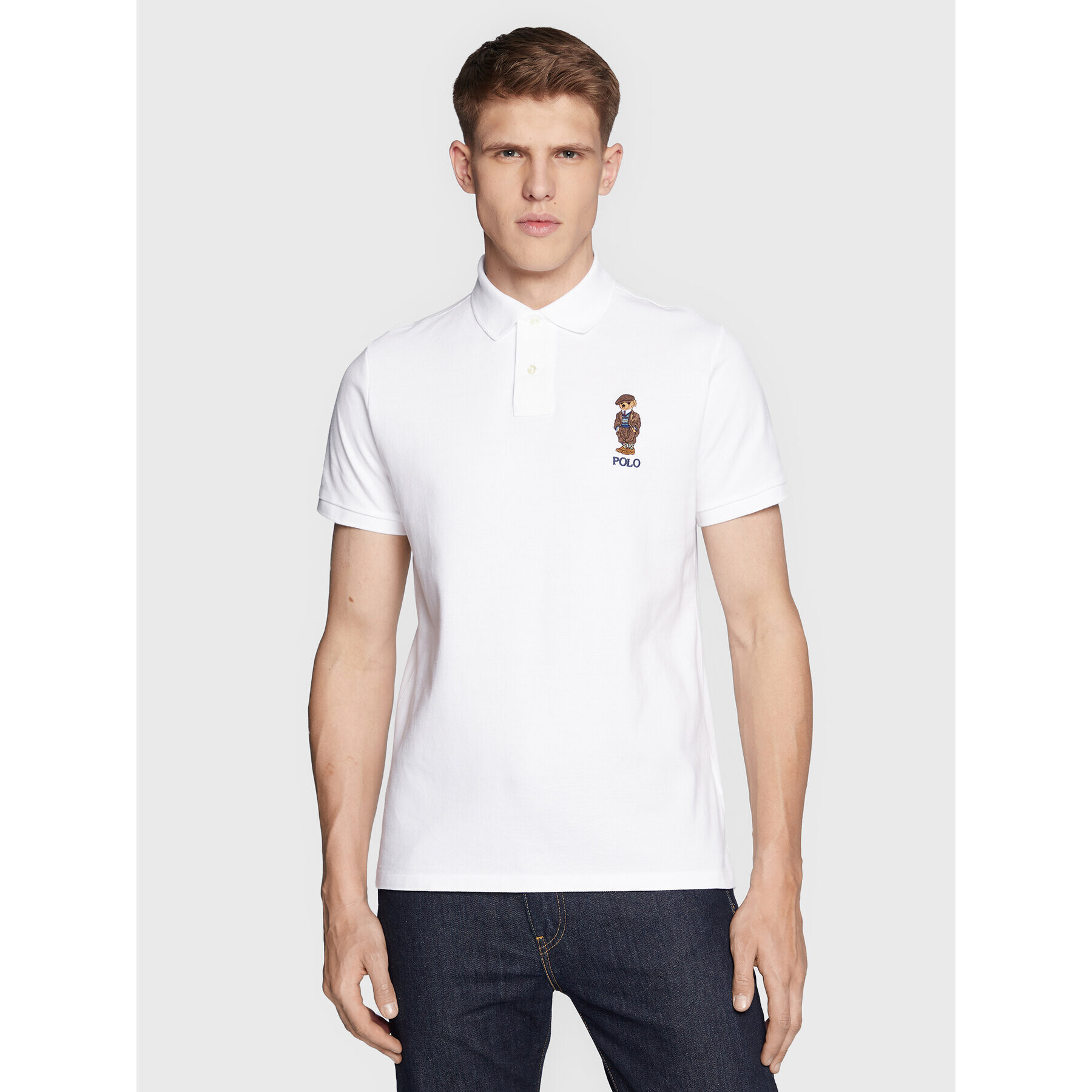 Polo Ralph Lauren Тениска с яка и копчета 710853312015 Бял Slim Fit - Pepit.bg