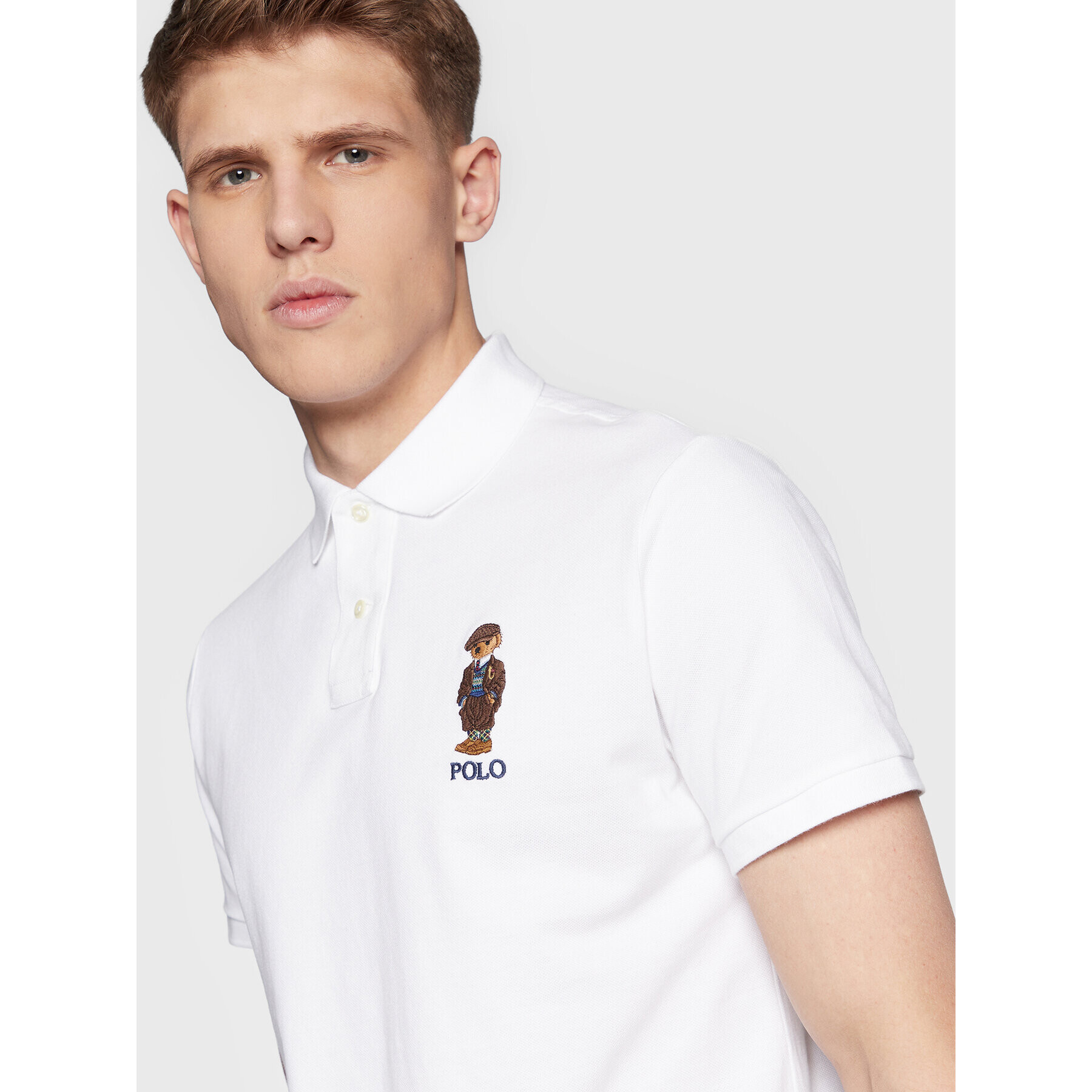 Polo Ralph Lauren Тениска с яка и копчета 710853312015 Бял Slim Fit - Pepit.bg