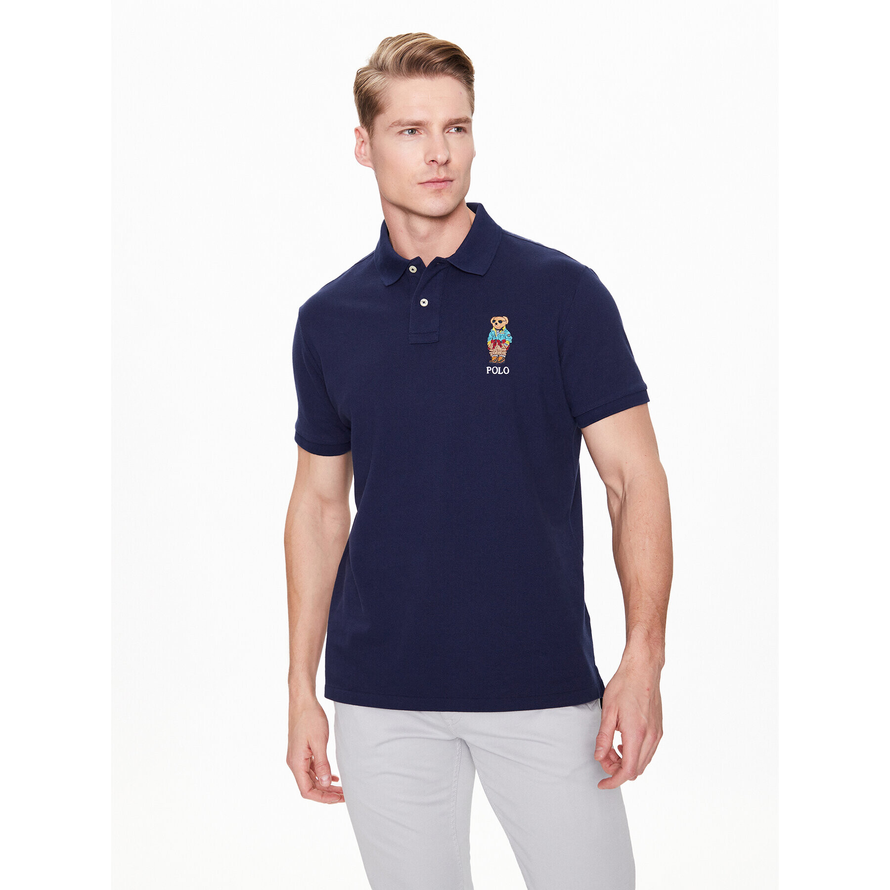 Polo Ralph Lauren Тениска с яка и копчета 710853312019 Тъмносин Slim Fit - Pepit.bg