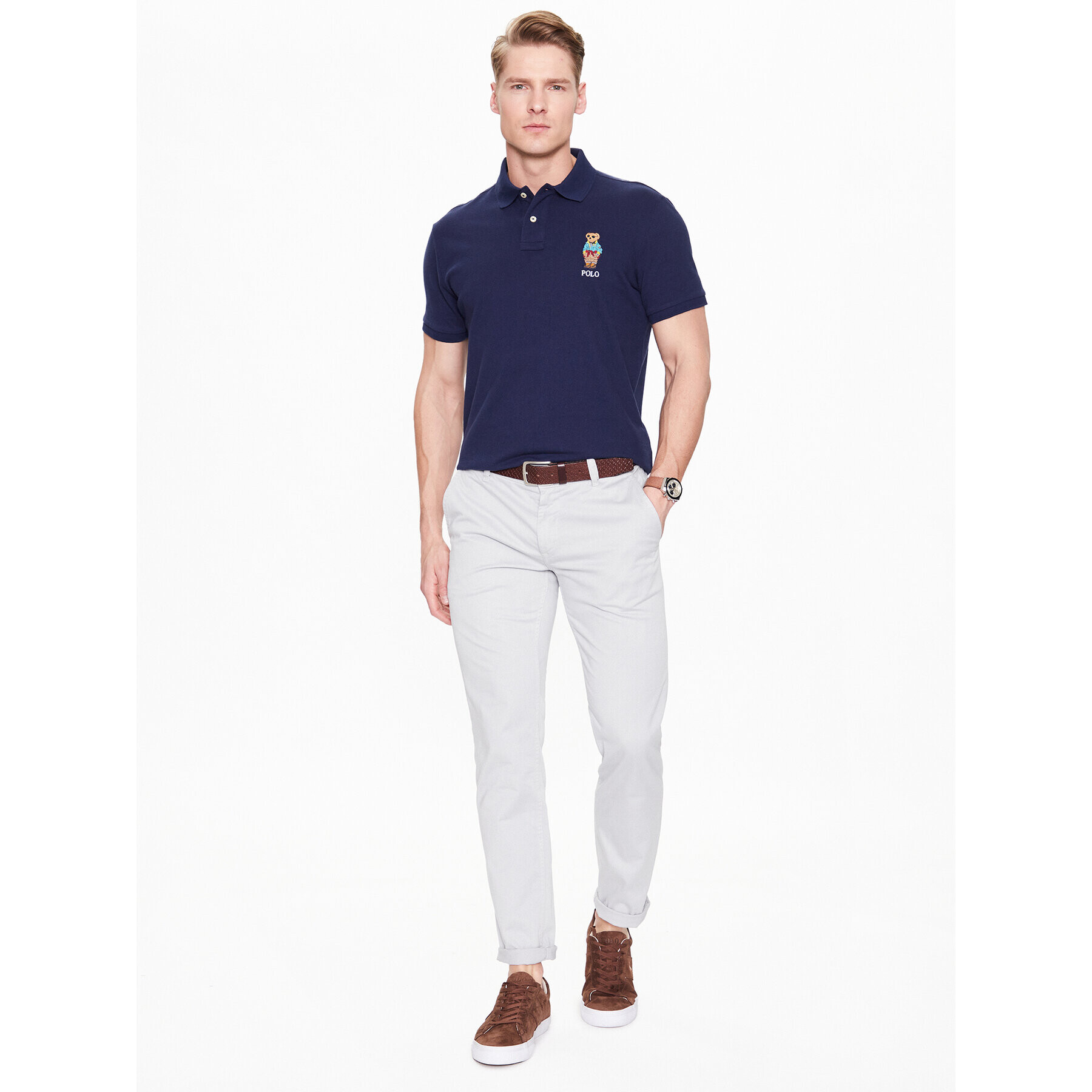 Polo Ralph Lauren Тениска с яка и копчета 710853312019 Тъмносин Slim Fit - Pepit.bg