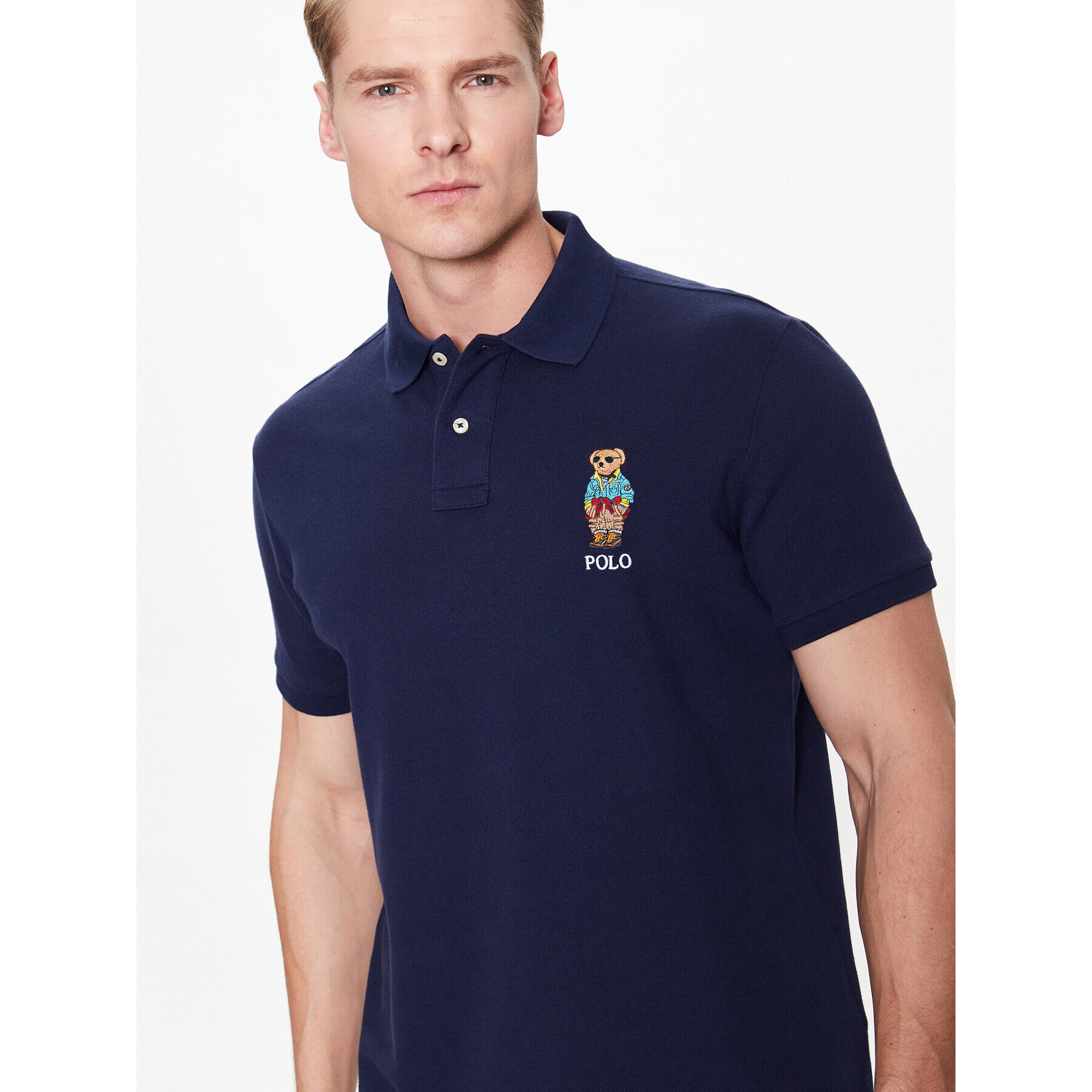 Polo Ralph Lauren Тениска с яка и копчета 710853312019 Тъмносин Slim Fit - Pepit.bg