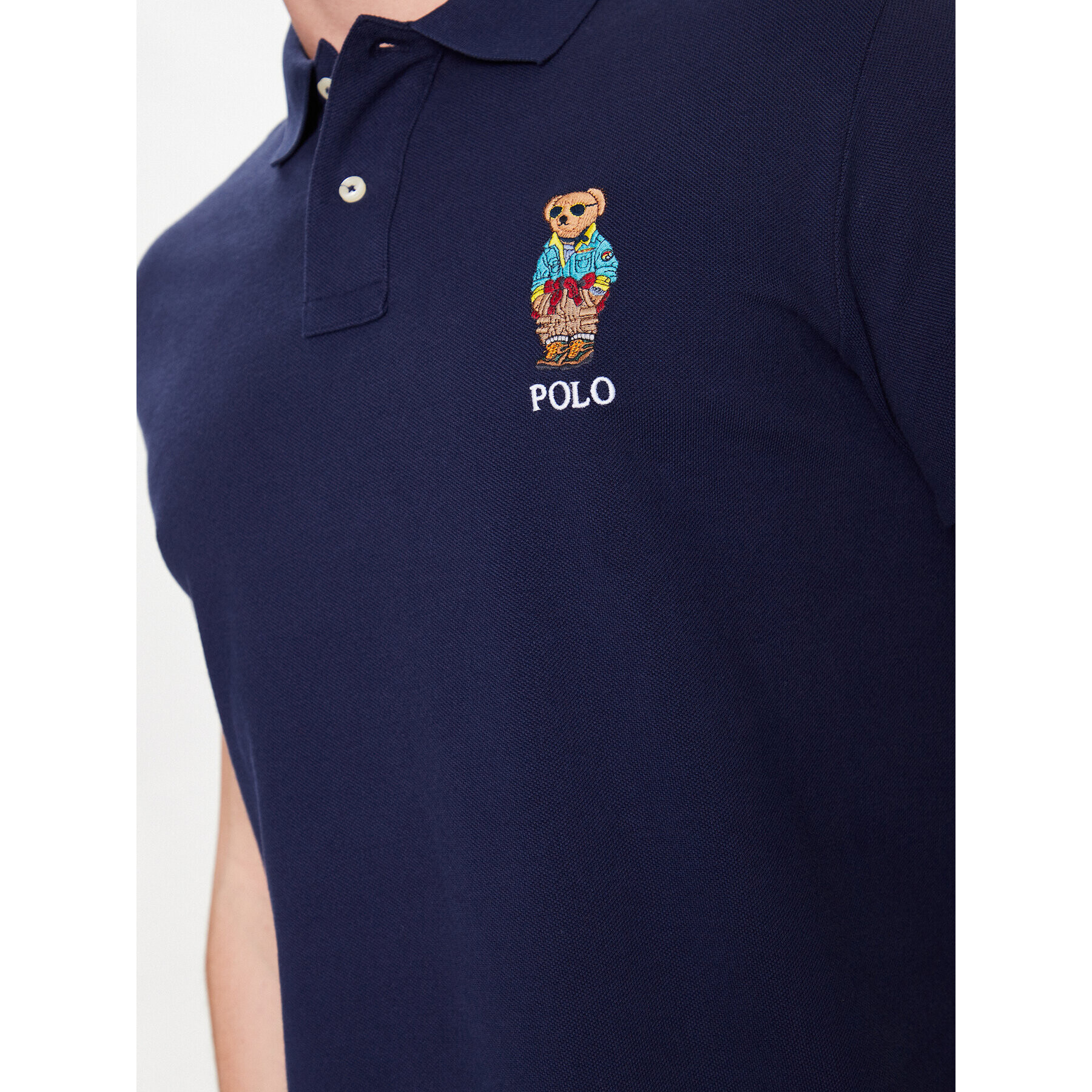 Polo Ralph Lauren Тениска с яка и копчета 710853312019 Тъмносин Slim Fit - Pepit.bg