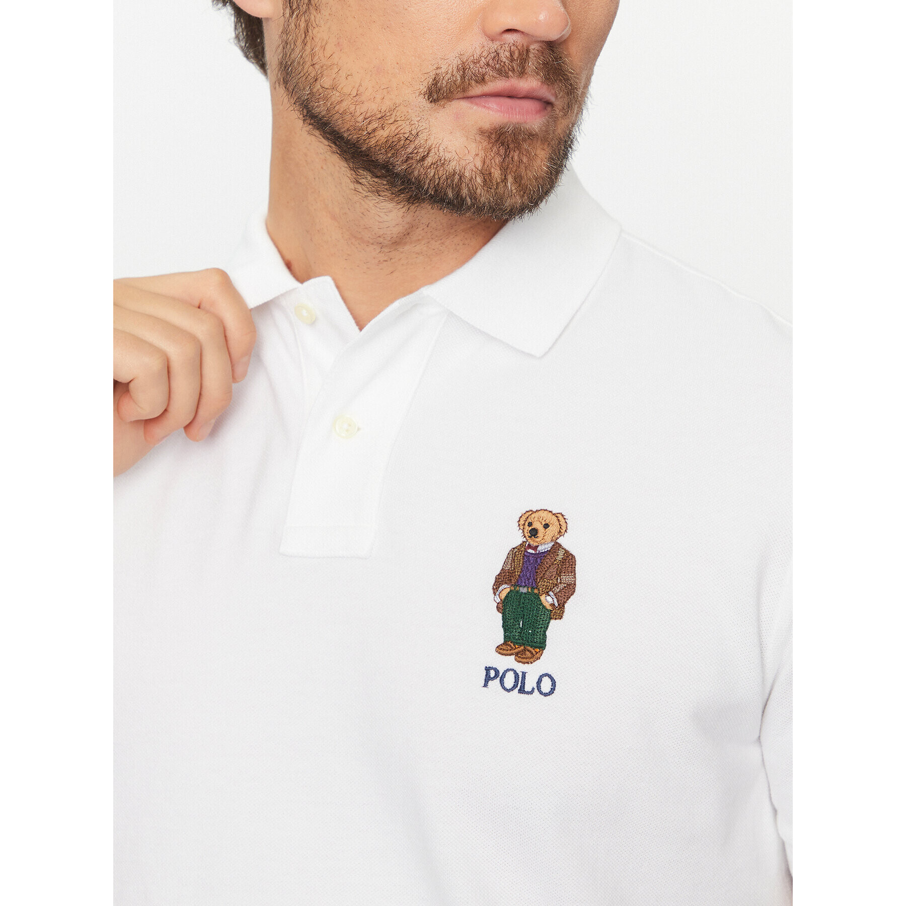 Polo Ralph Lauren Тениска с яка и копчета 710853312021 Бял Slim Fit - Pepit.bg