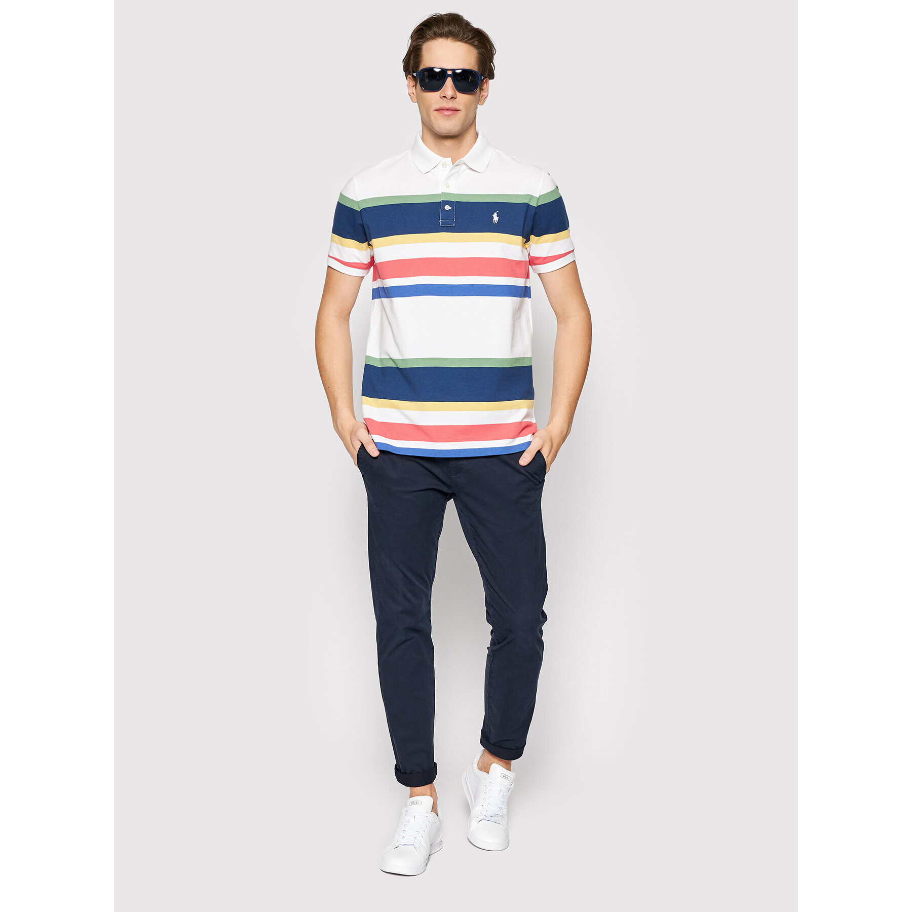 Polo Ralph Lauren Тениска с яка и копчета 710857882001 Бял Slim Fit - Pepit.bg