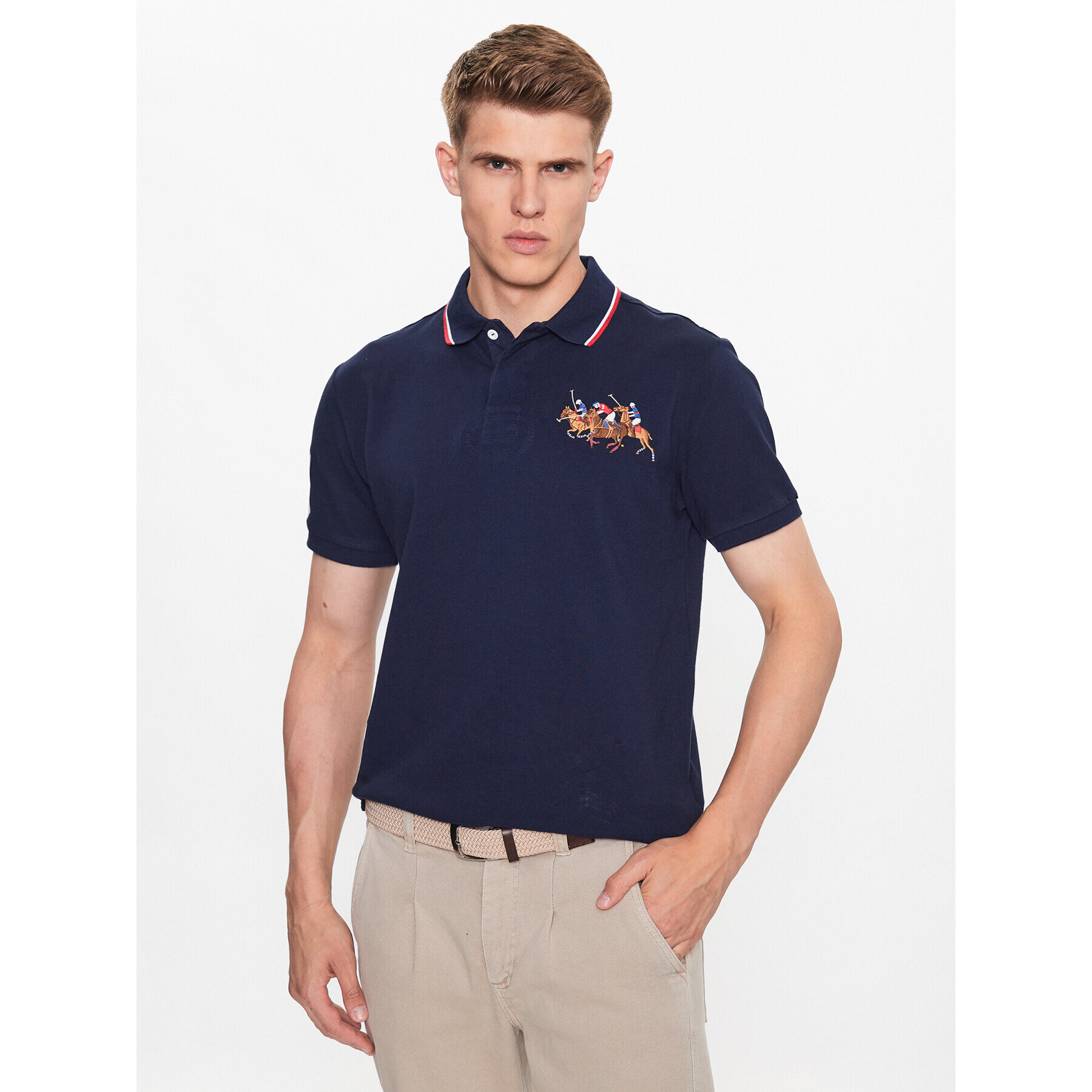 Polo Ralph Lauren Тениска с яка и копчета 710900614006 Тъмносин Custom Slim Fit - Pepit.bg