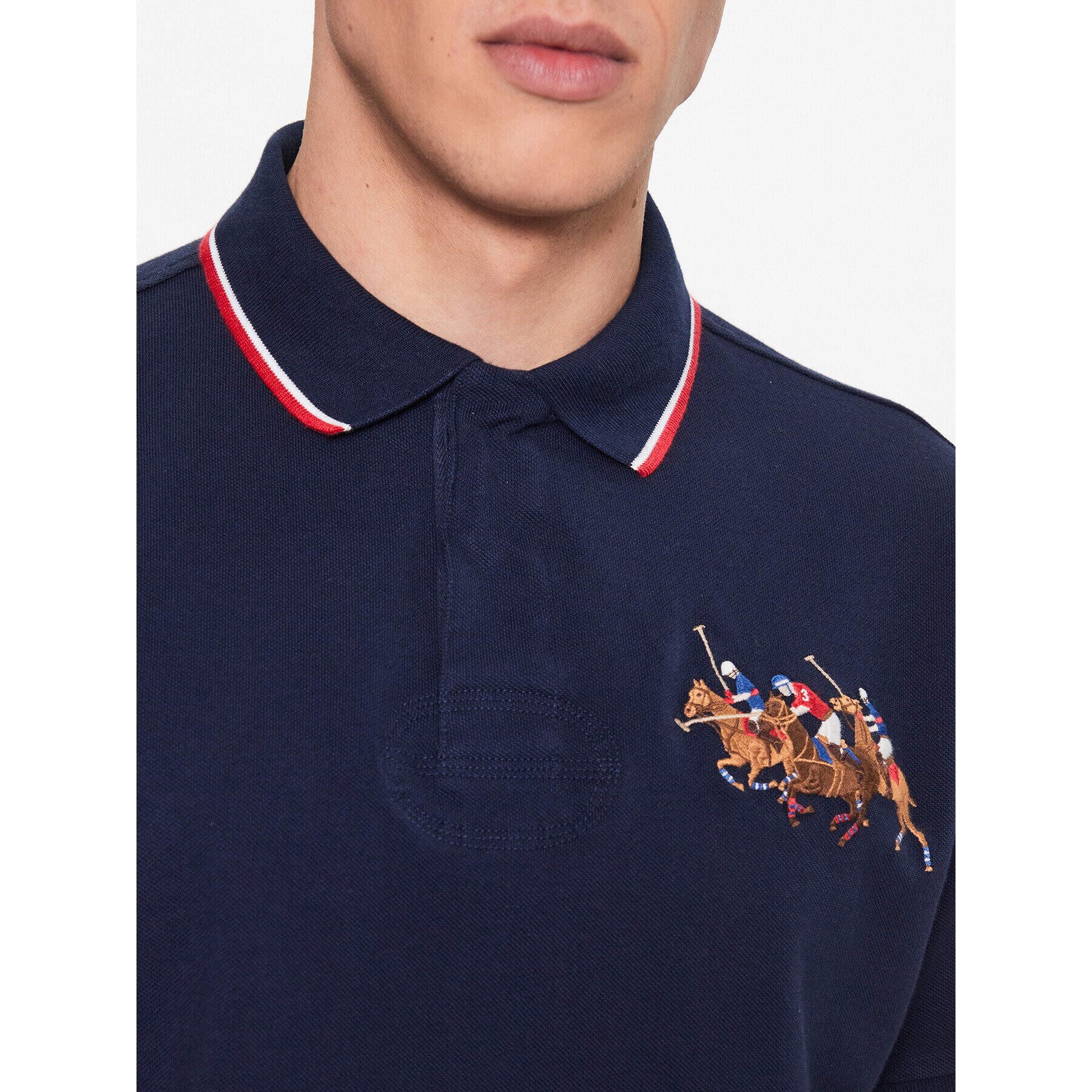 Polo Ralph Lauren Тениска с яка и копчета 710900614006 Тъмносин Custom Slim Fit - Pepit.bg