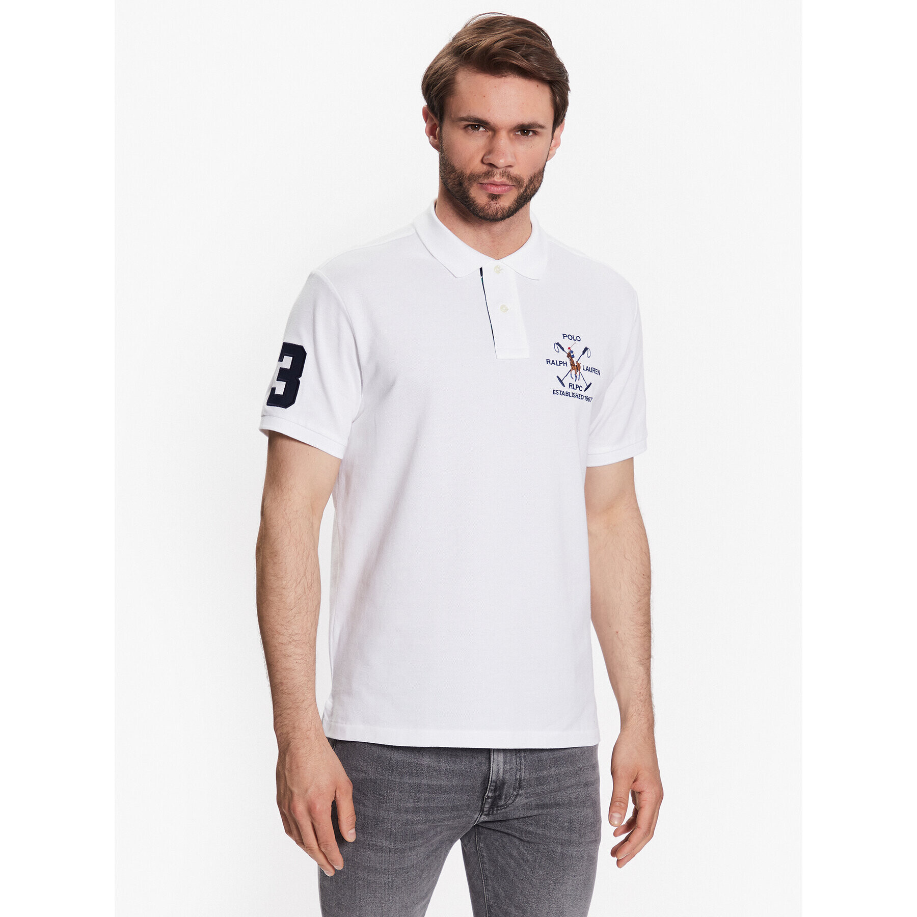 Polo Ralph Lauren Тениска с яка и копчета 710900615001 Бял Custom Slim Fit - Pepit.bg