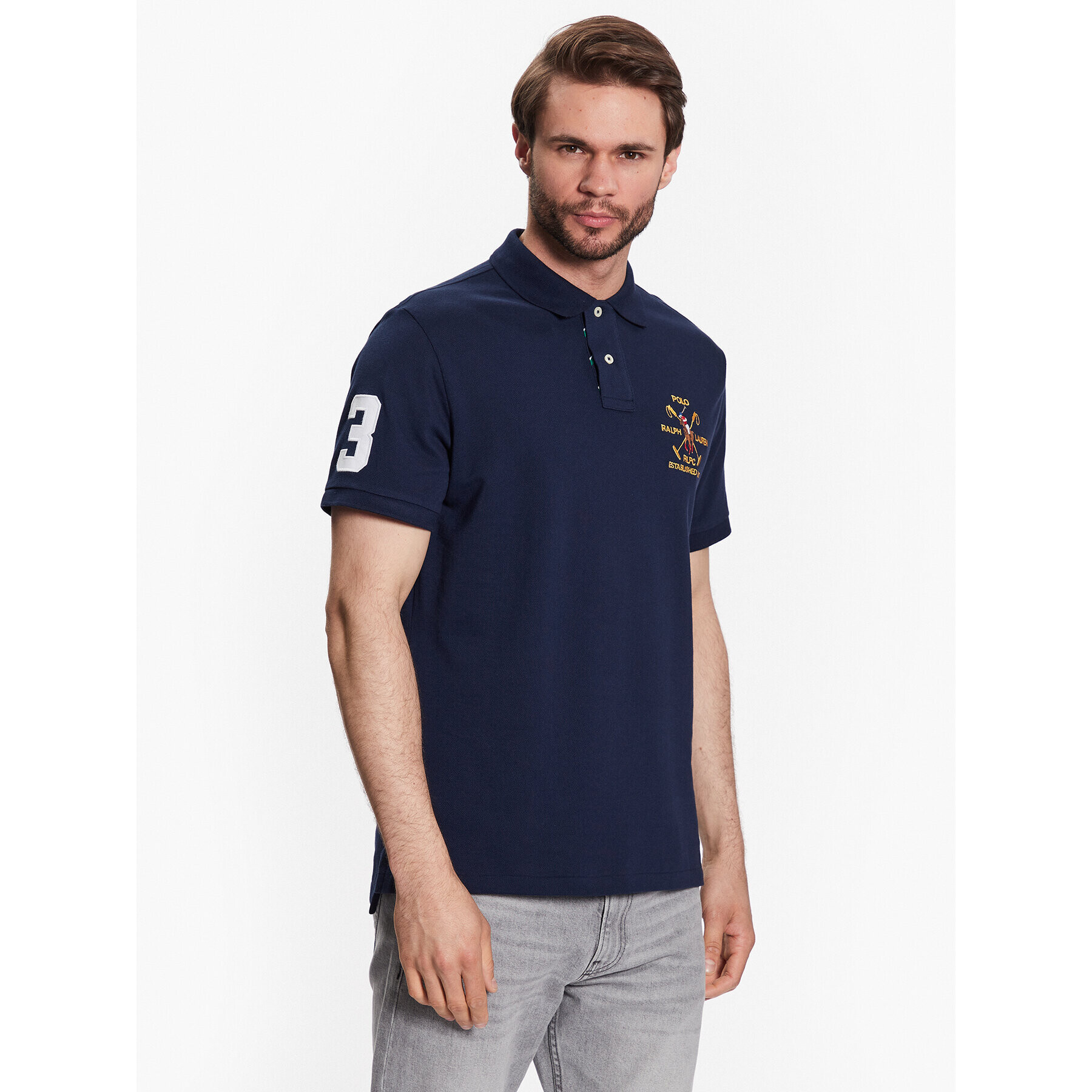 Polo Ralph Lauren Тениска с яка и копчета 710900615002 Тъмносин Custom Slim Fit - Pepit.bg