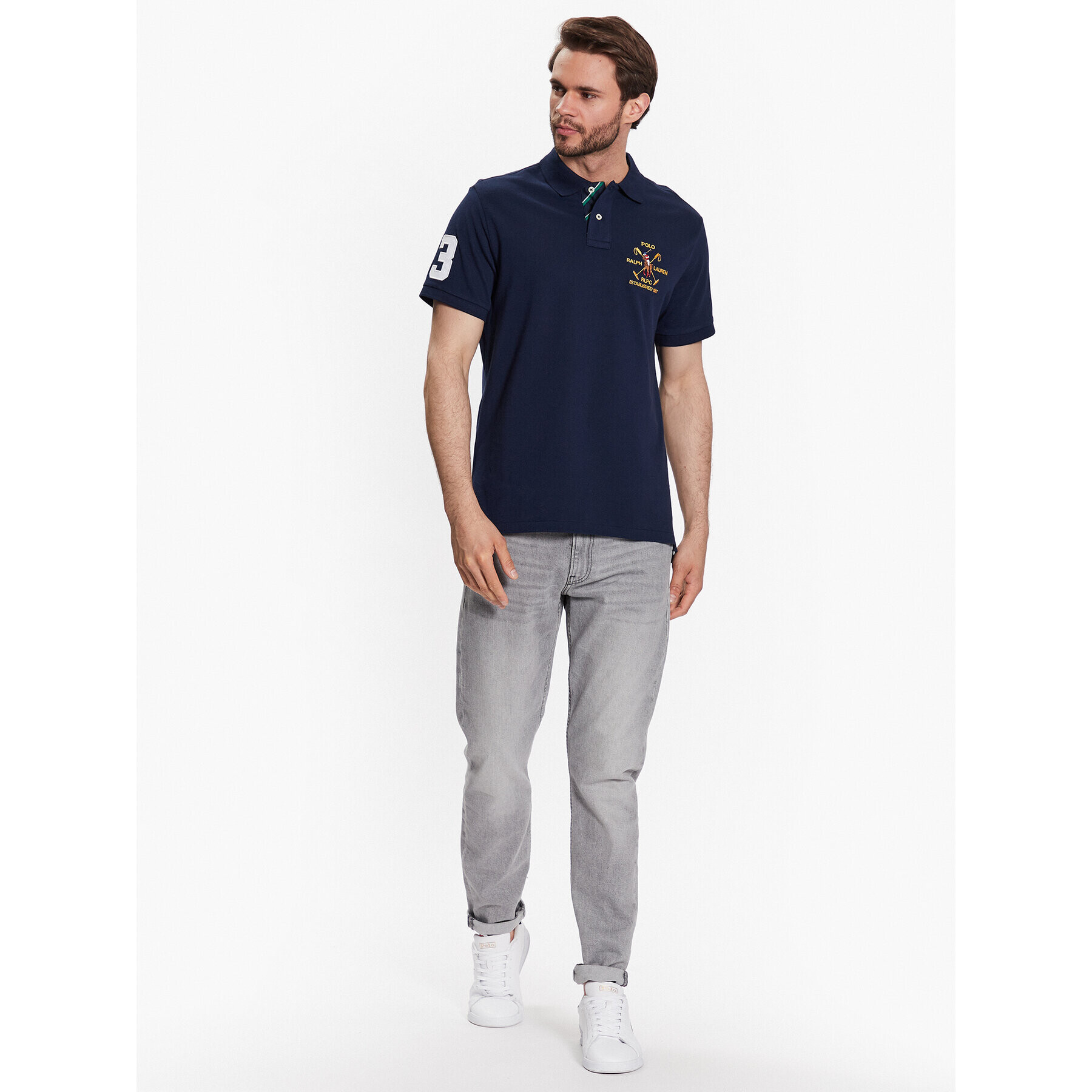 Polo Ralph Lauren Тениска с яка и копчета 710900615002 Тъмносин Custom Slim Fit - Pepit.bg