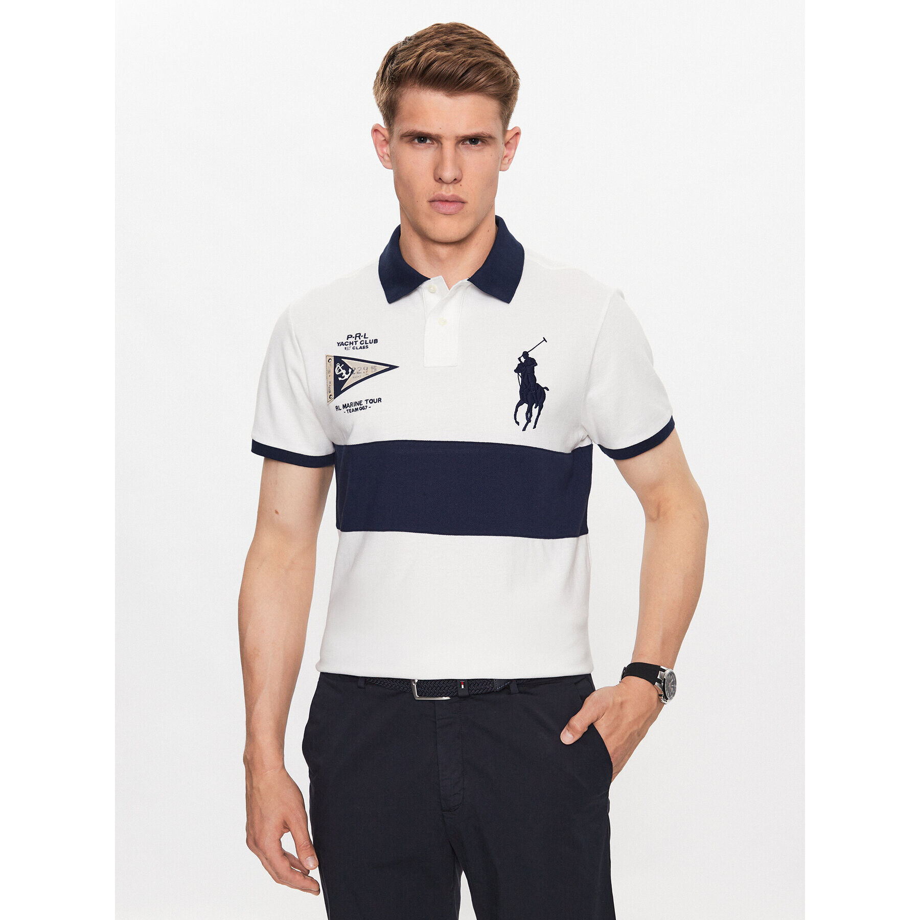 Polo Ralph Lauren Тениска с яка и копчета 710910566001 Бял Regular Fit - Pepit.bg