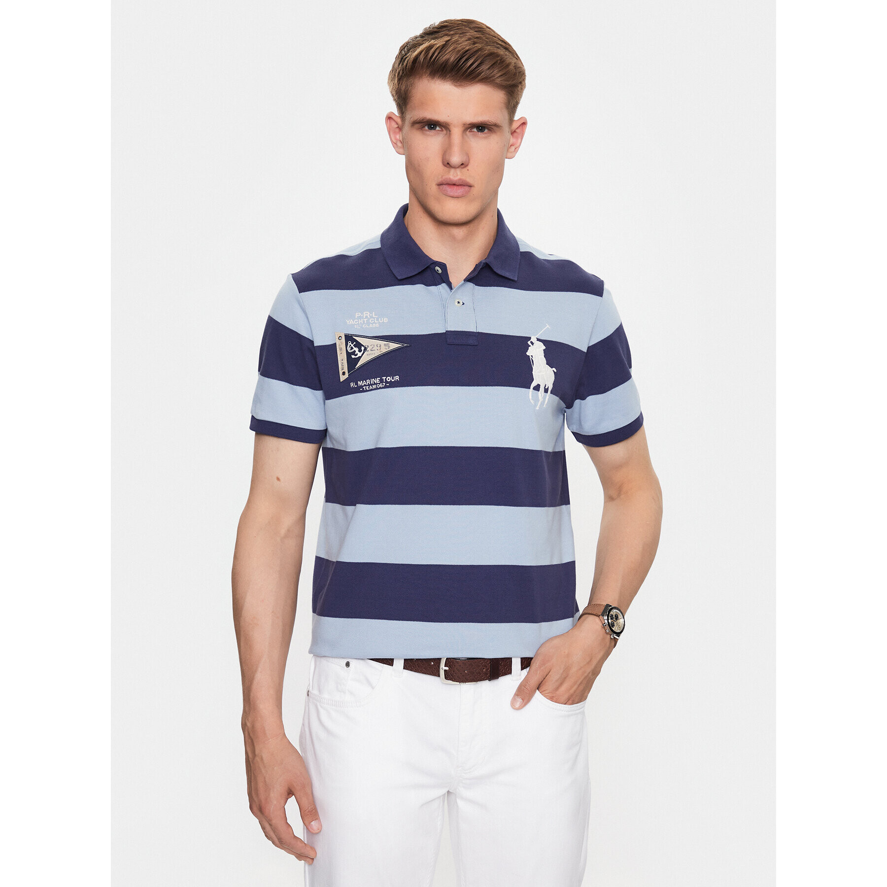 Polo Ralph Lauren Тениска с яка и копчета 710910567001 Син Regular Fit - Pepit.bg