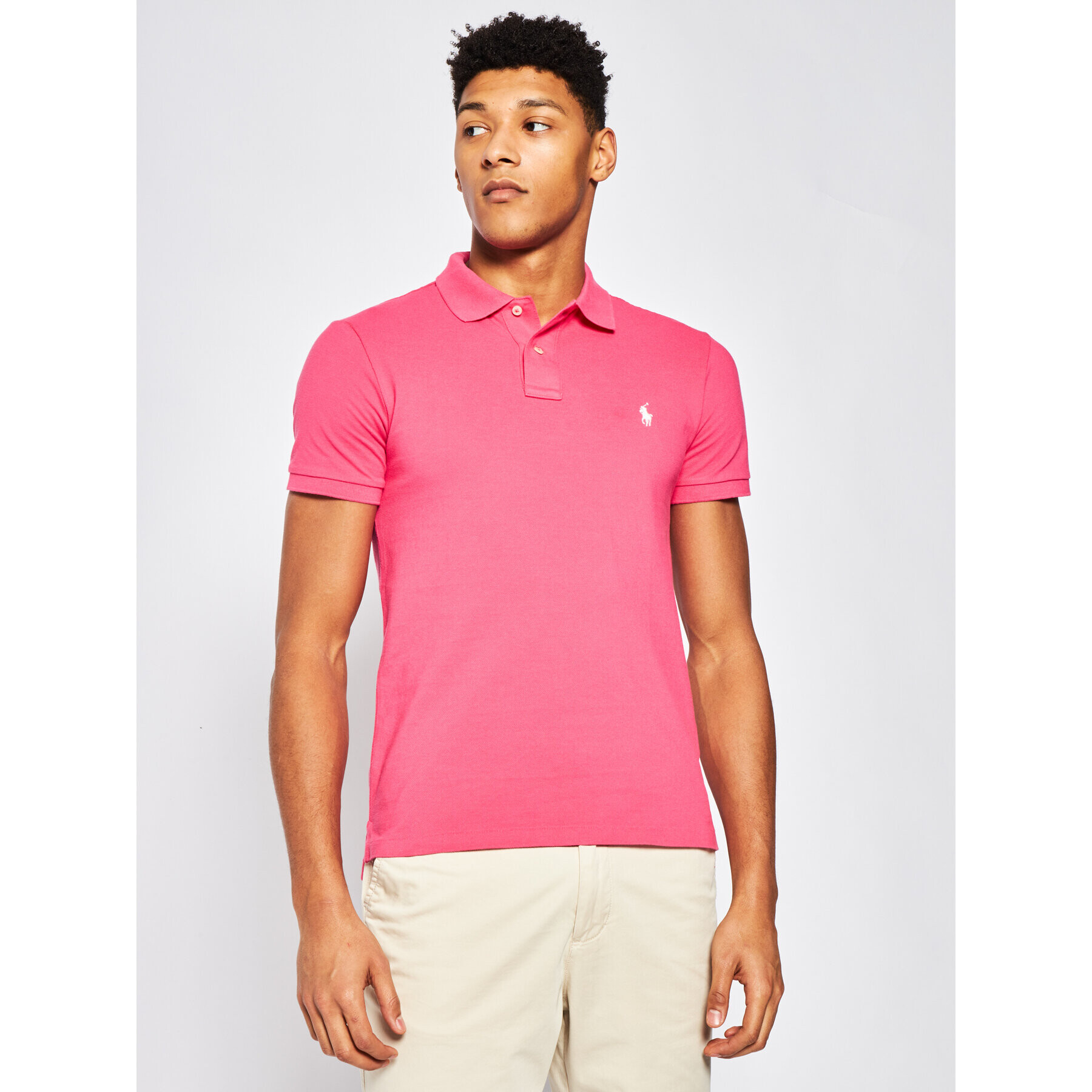 Polo Ralph Lauren Тениска с яка и копчета Core Replen 710795080 Розов Slim Fit - Pepit.bg