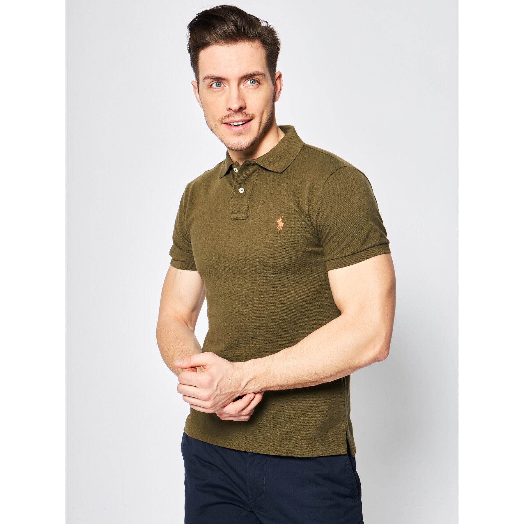 Polo Ralph Lauren Тениска с яка и копчета Core Replen 710795080 Зелен Slim Fit - Pepit.bg