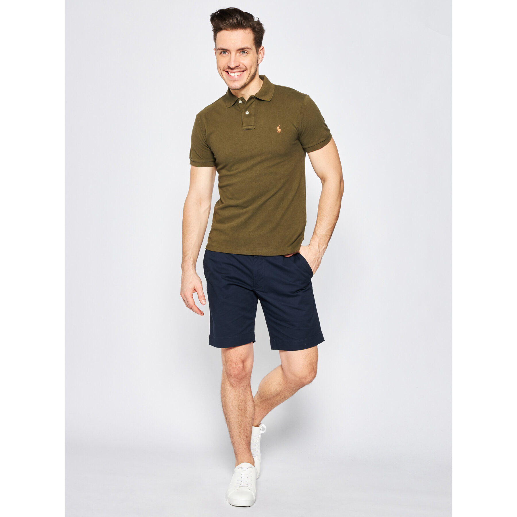 Polo Ralph Lauren Тениска с яка и копчета Core Replen 710795080 Зелен Slim Fit - Pepit.bg