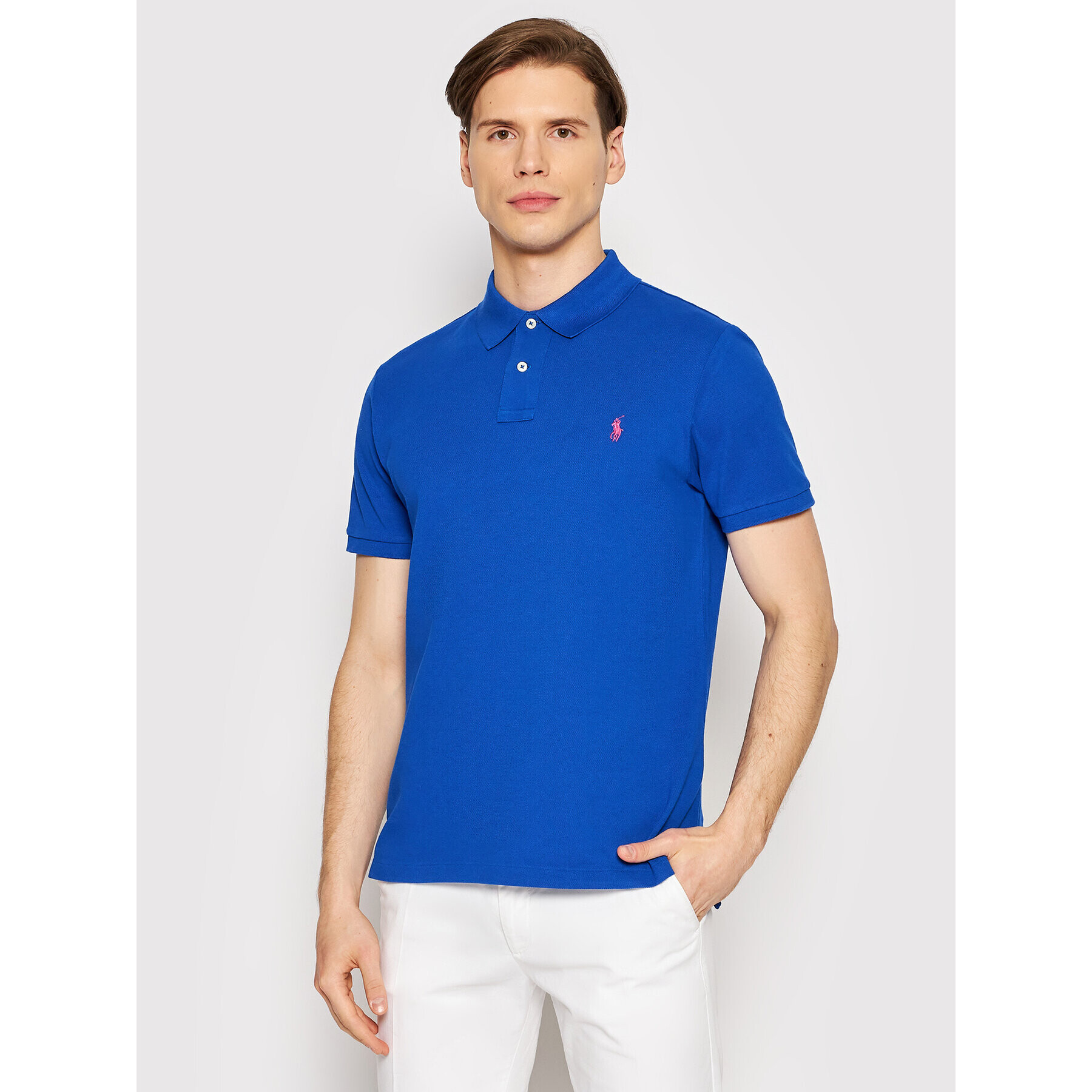 Polo Ralph Lauren Тениска с яка и копчета 710536856321 Син Slim Fit - Pepit.bg