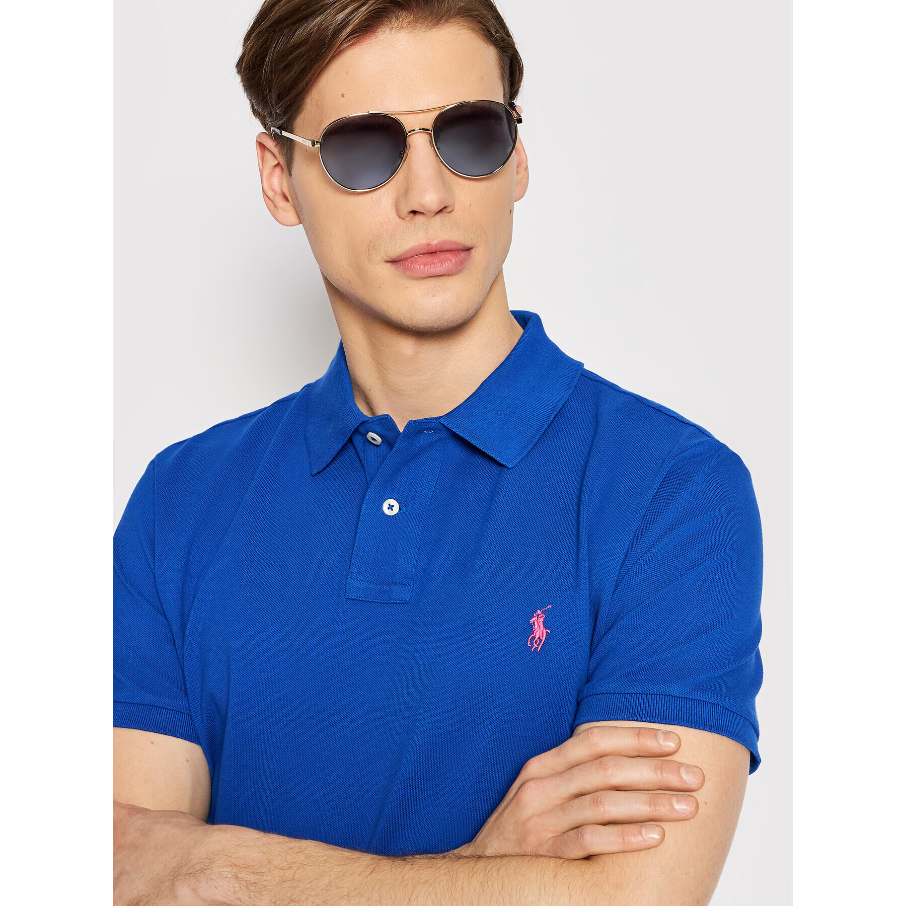 Polo Ralph Lauren Тениска с яка и копчета 710536856321 Син Slim Fit - Pepit.bg