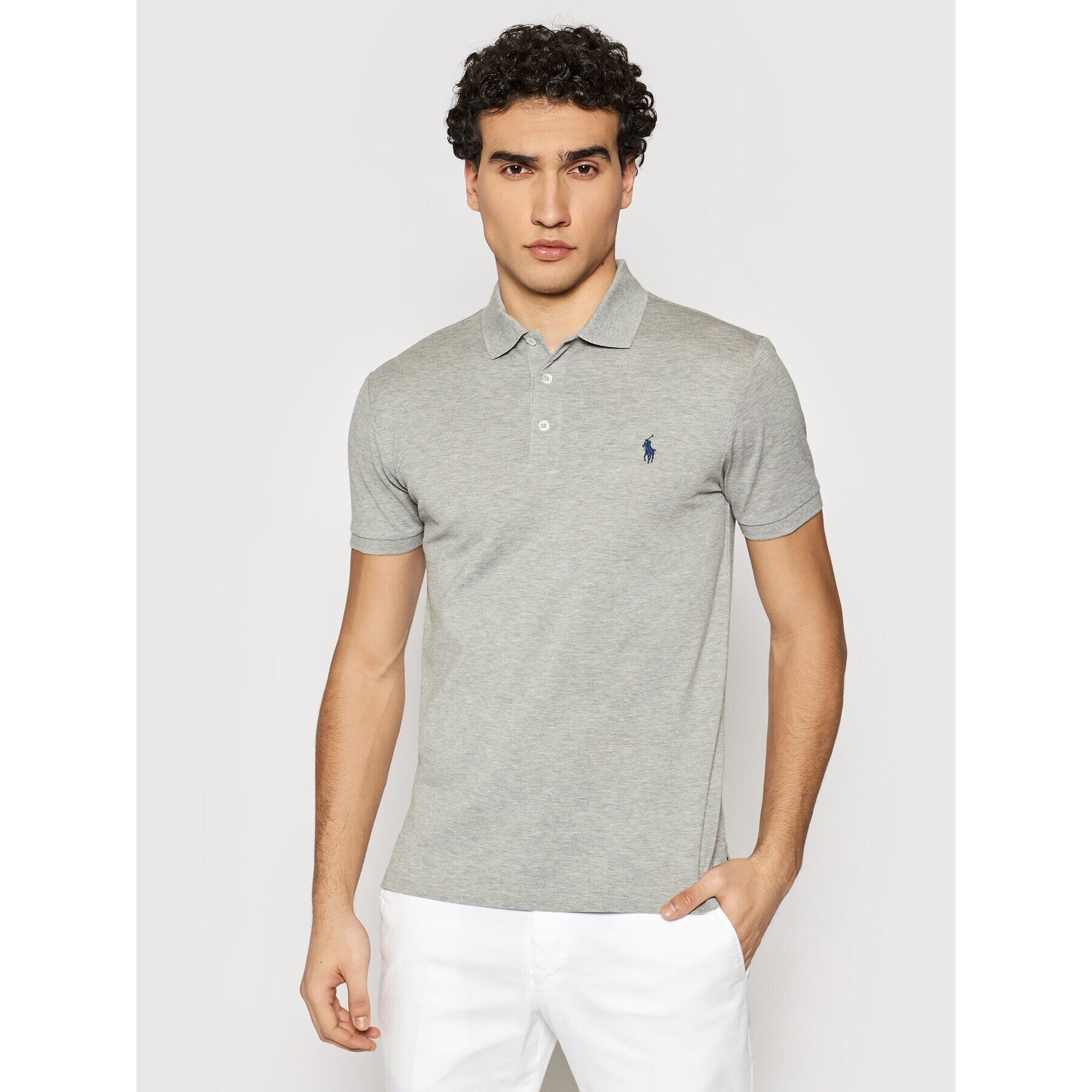 Polo Ralph Lauren Тениска с яка и копчета 710541705 Сив Slim Fit - Pepit.bg