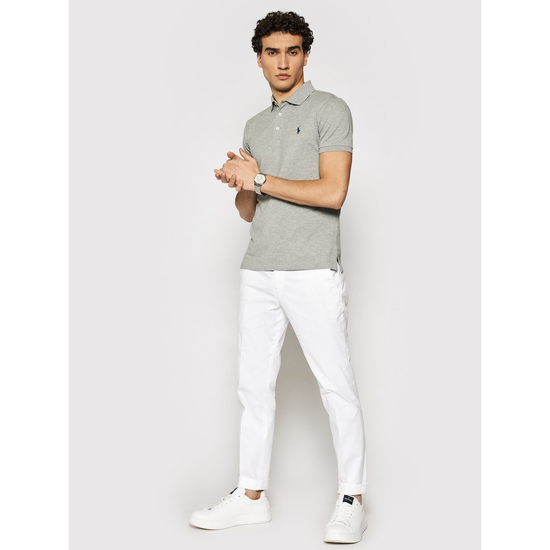 Polo Ralph Lauren Тениска с яка и копчета 710541705 Сив Slim Fit - Pepit.bg