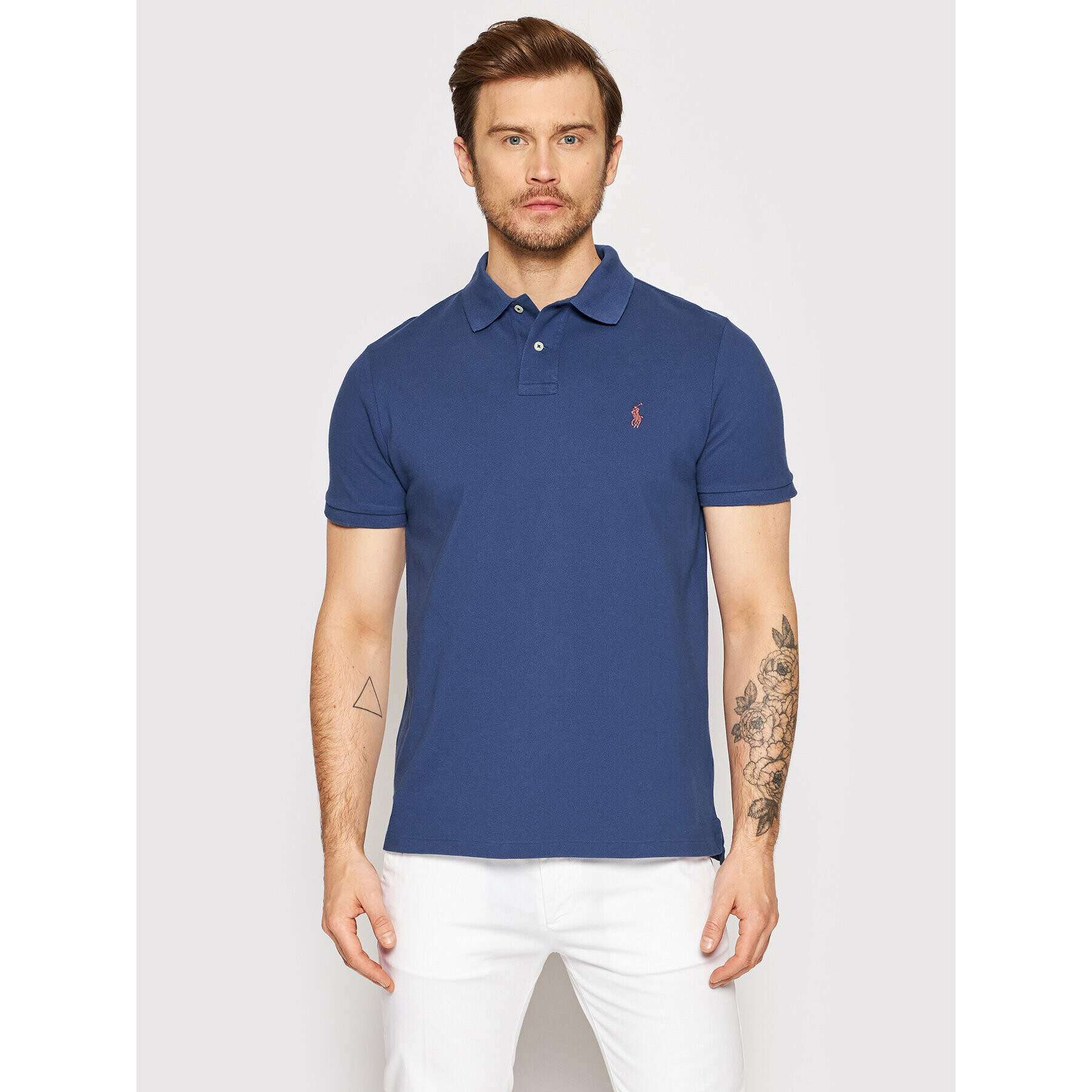 Polo Ralph Lauren Тениска с яка и копчета 710680784255 Тъмносин Custom Slim Fit - Pepit.bg