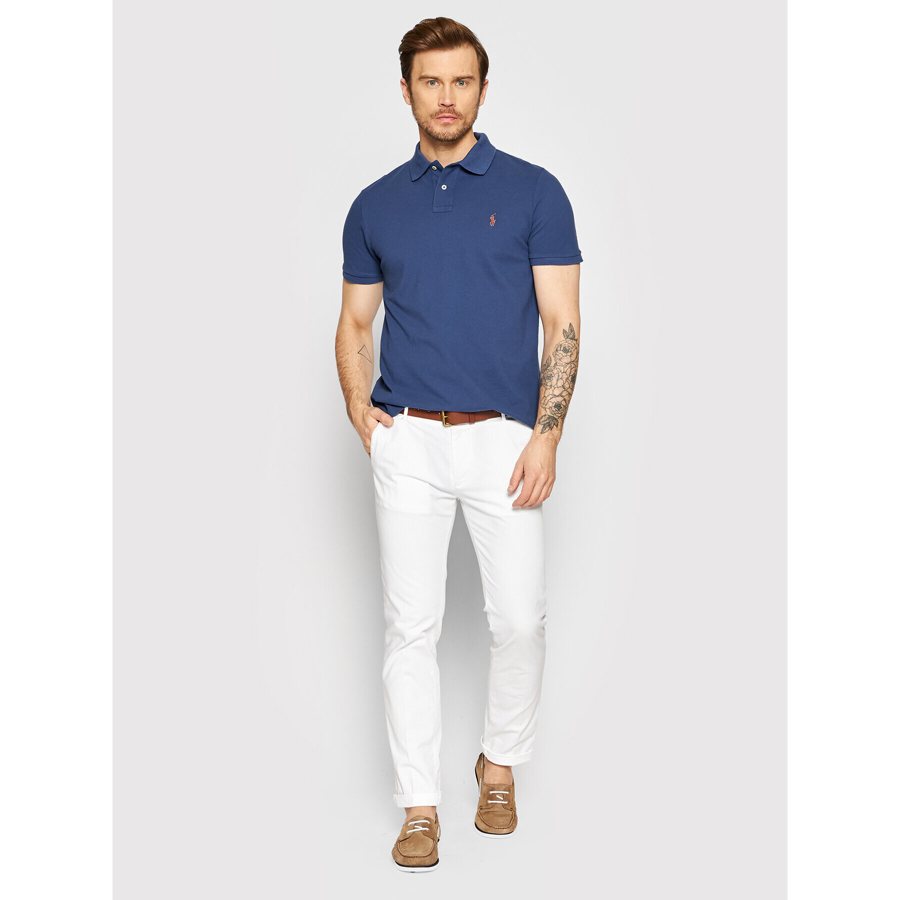 Polo Ralph Lauren Тениска с яка и копчета 710680784255 Тъмносин Custom Slim Fit - Pepit.bg